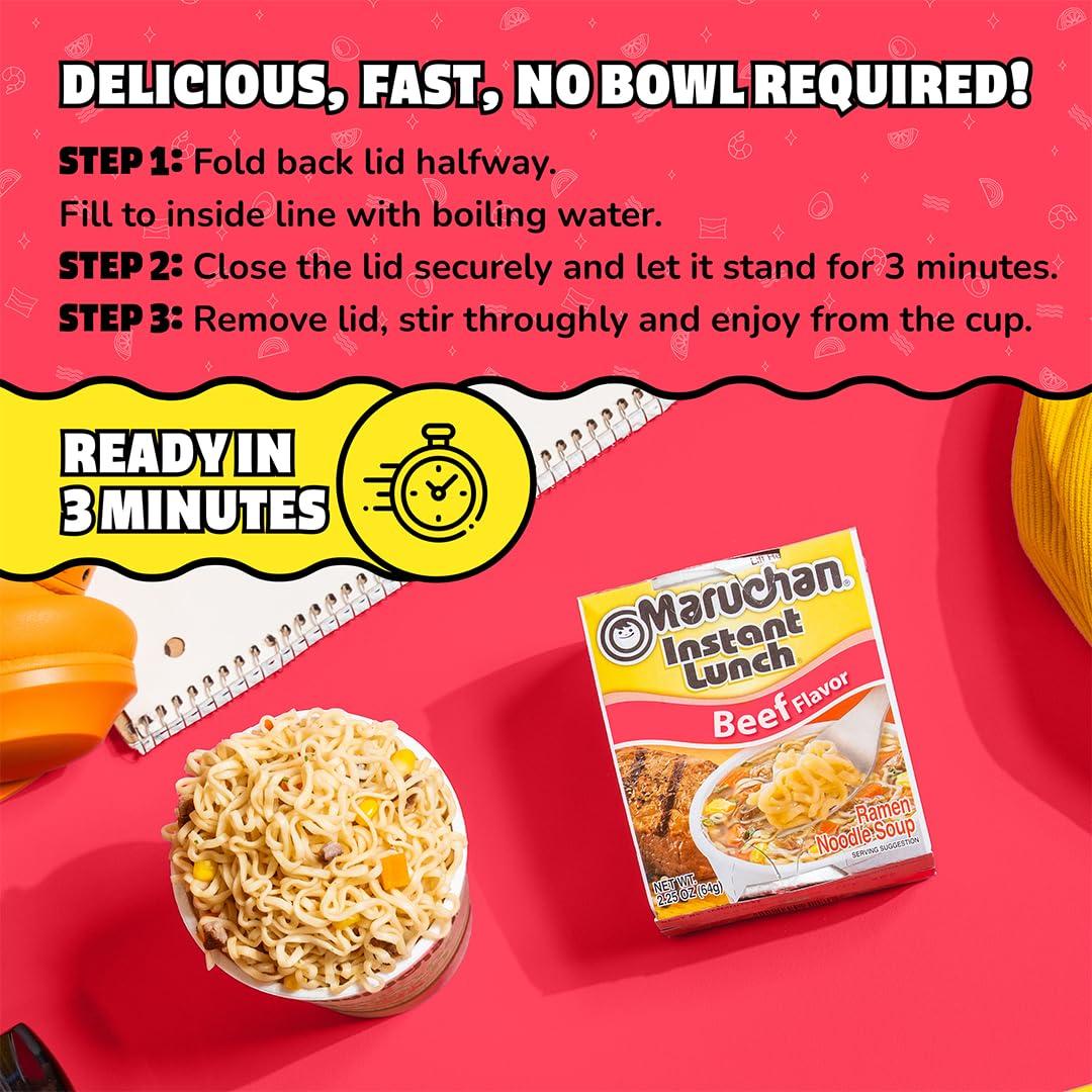 image:imageMaruchan Instant Lunch Ramen Noodles Hot amp Spicy Shrimp Flavor JapaneseStyle Instant Noodle Soup Easy Meal Ready in 3 Minutes 225 Oz 12 PackBeef