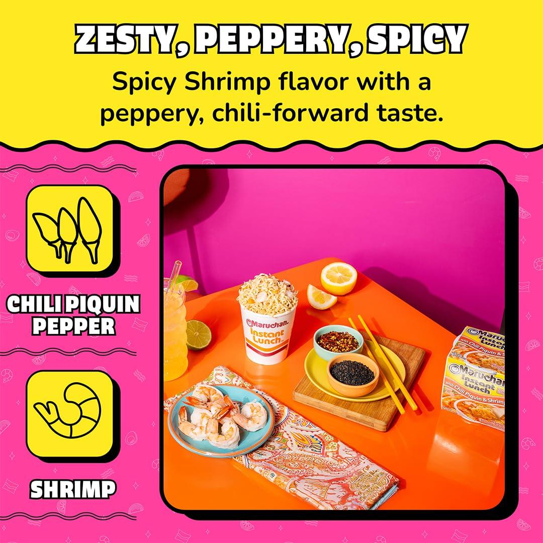 image:imageMaruchan Instant Lunch Ramen Noodles Hot amp Spicy Shrimp Flavor JapaneseStyle Instant Noodle Soup Easy Meal Ready in 3 Minutes 225 Oz 12 PackChili Piquin Shrimp