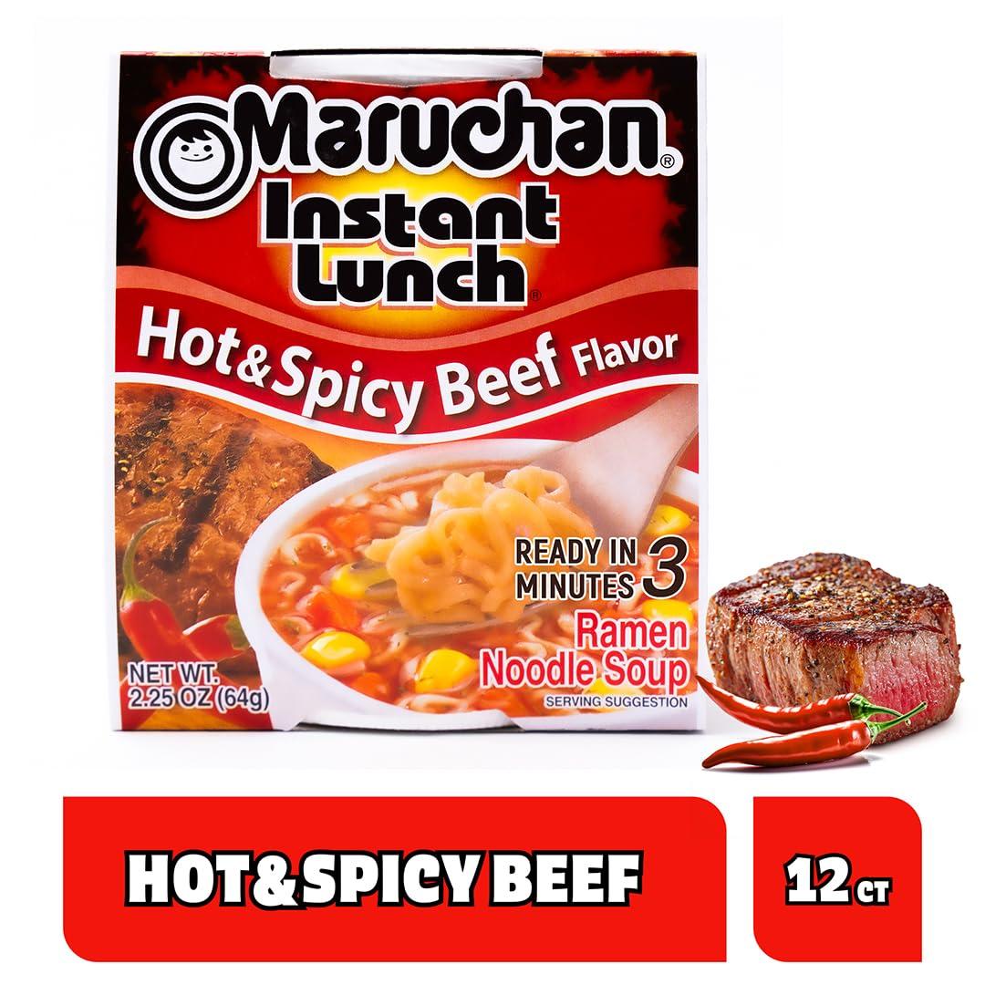 image:imageMaruchan Instant Lunch Ramen Noodles Hot amp Spicy Shrimp Flavor JapaneseStyle Instant Noodle Soup Easy Meal Ready in 3 Minutes 225 Oz 12 PackHot Spicy Beef