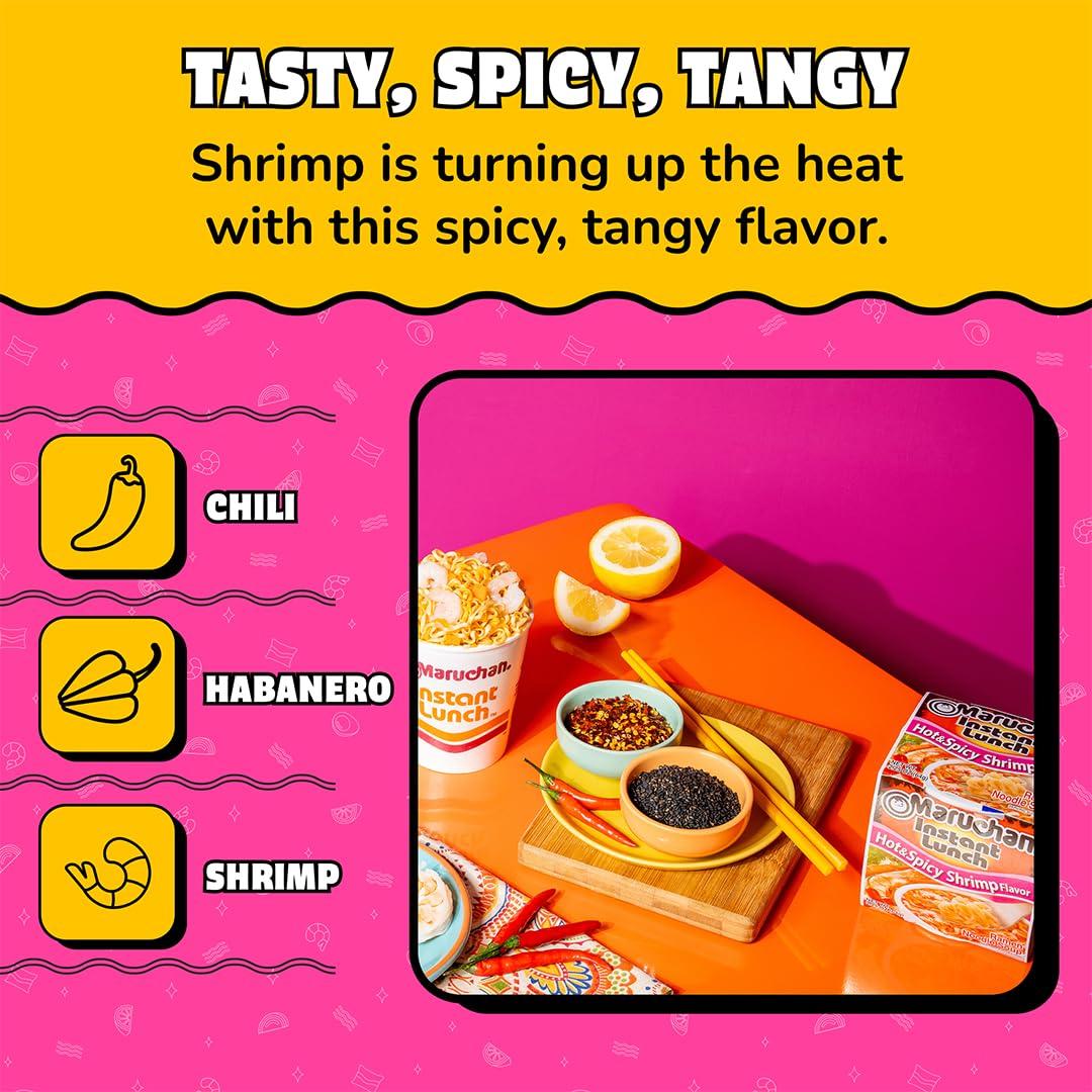 image:imageMaruchan Instant Lunch Ramen Noodles Hot amp Spicy Shrimp Flavor JapaneseStyle Instant Noodle Soup Easy Meal Ready in 3 Minutes 225 Oz 12 PackHot Spicy Shrimp