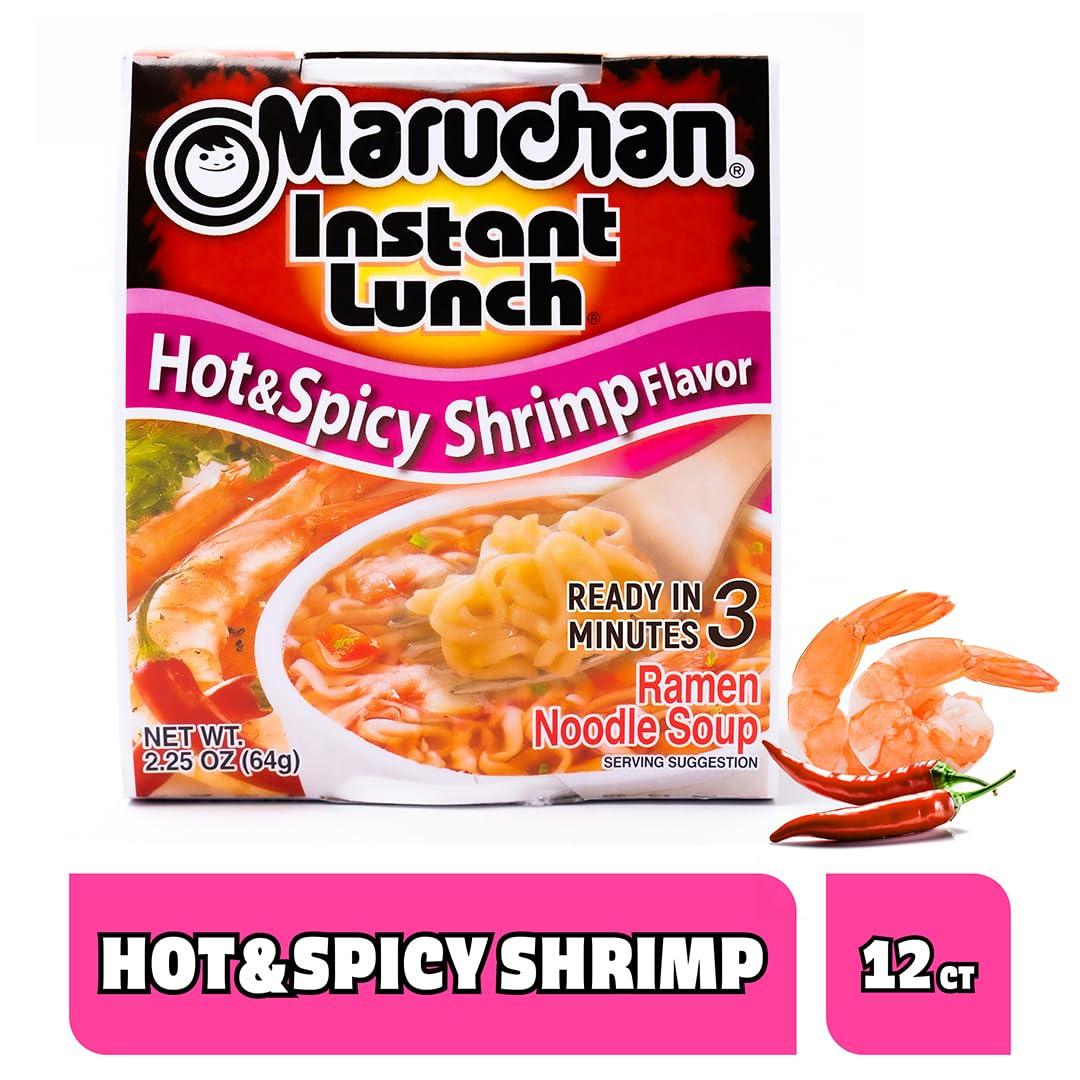 image:imageMaruchan Instant Lunch Ramen Noodles Hot amp Spicy Shrimp Flavor JapaneseStyle Instant Noodle Soup Easy Meal Ready in 3 Minutes 225 Oz 12 PackHot Spicy Shrimp