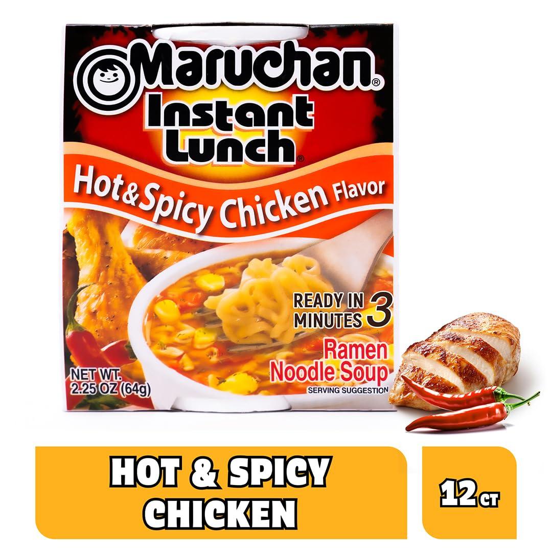 image:imageMaruchan Instant Lunch Ramen Noodles Hot amp Spicy Shrimp Flavor JapaneseStyle Instant Noodle Soup Easy Meal Ready in 3 Minutes 225 Oz 12 PackHot Spicy Chicken