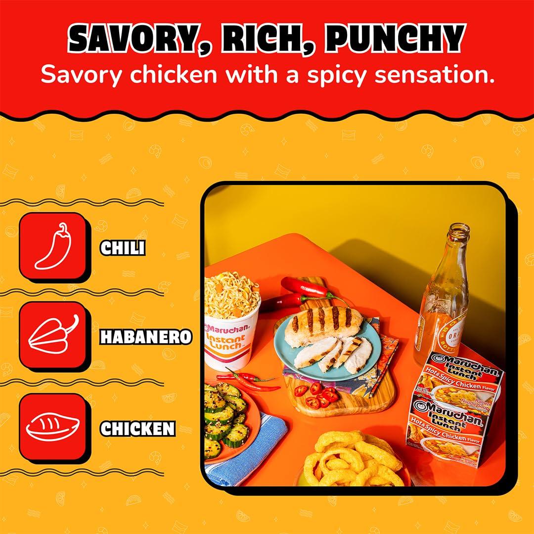 image:imageMaruchan Instant Lunch Ramen Noodles Hot amp Spicy Shrimp Flavor JapaneseStyle Instant Noodle Soup Easy Meal Ready in 3 Minutes 225 Oz 12 PackHot Spicy Chicken