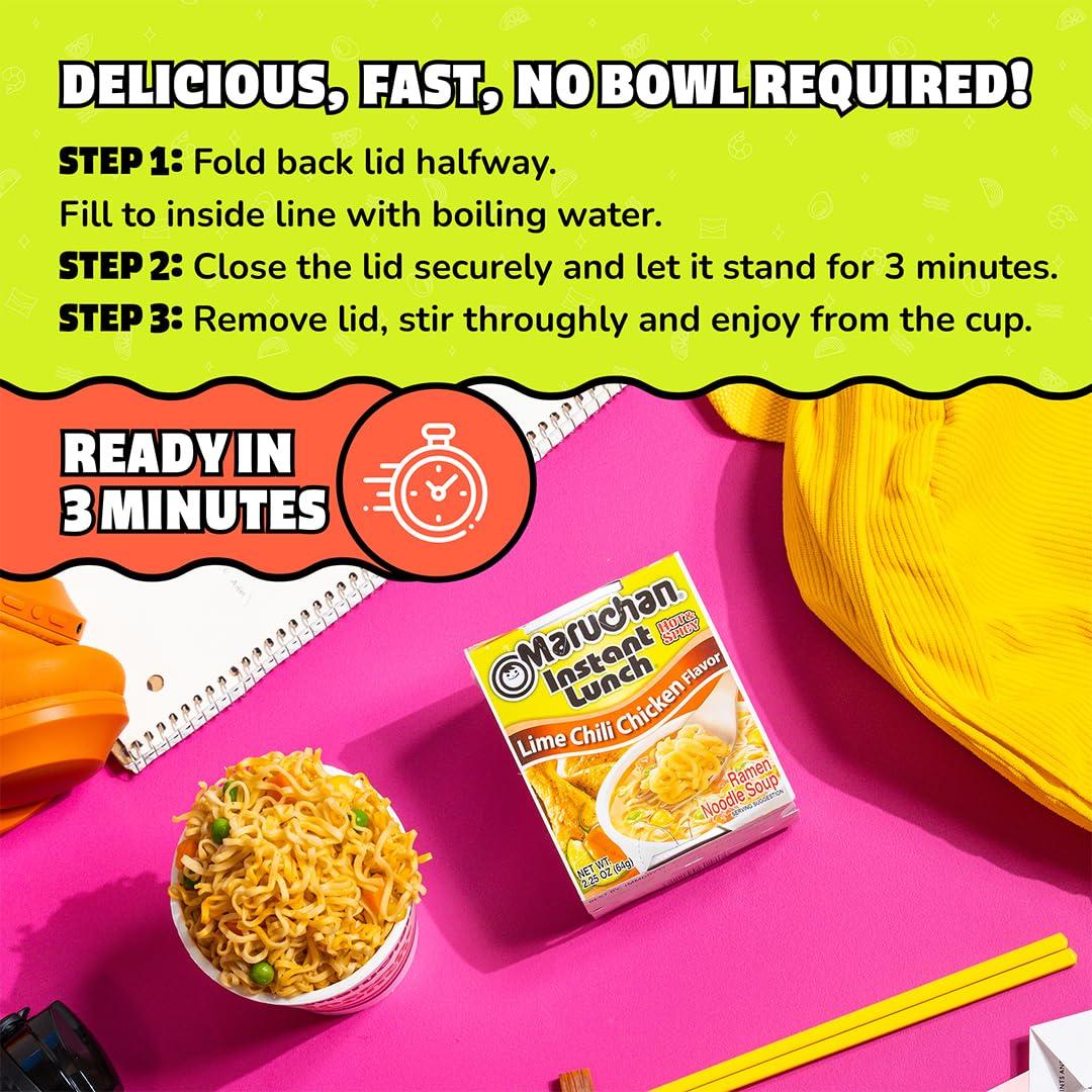 image:imageMaruchan Instant Lunch Ramen Noodles Hot amp Spicy Shrimp Flavor JapaneseStyle Instant Noodle Soup Easy Meal Ready in 3 Minutes 225 Oz 12 PackLime Chili Chicken