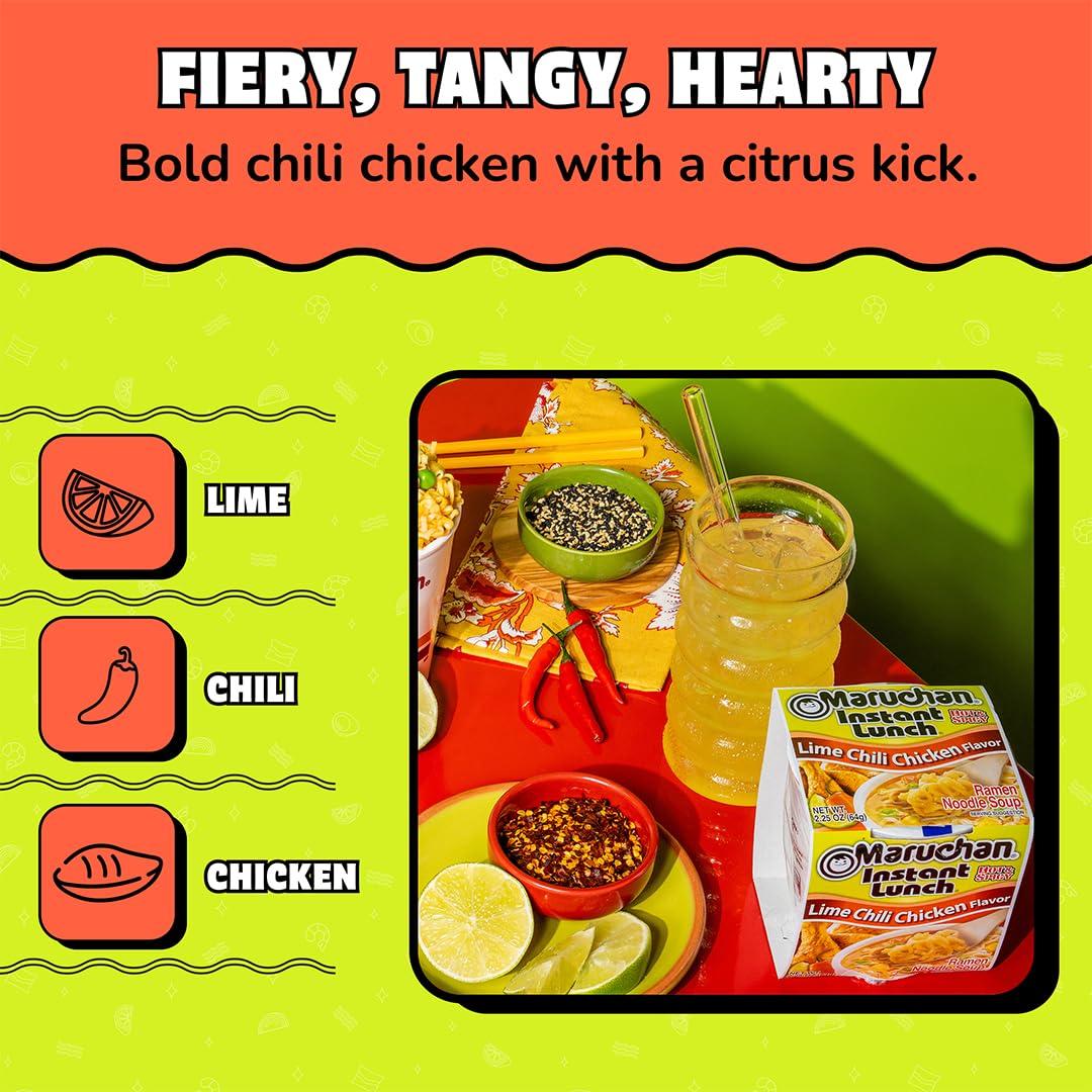image:imageMaruchan Instant Lunch Ramen Noodles Hot amp Spicy Shrimp Flavor JapaneseStyle Instant Noodle Soup Easy Meal Ready in 3 Minutes 225 Oz 12 PackLime Chili Chicken
