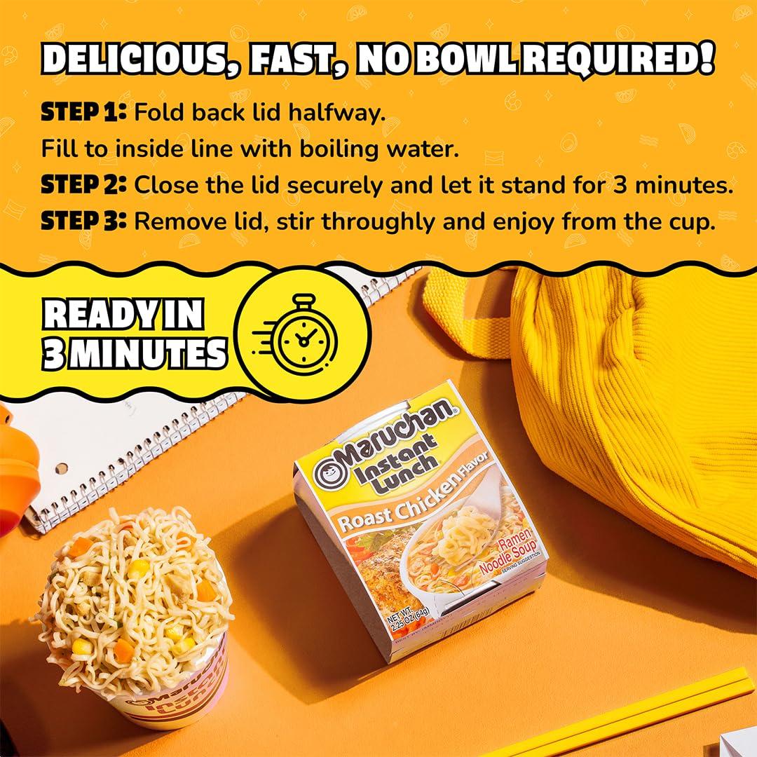 image:imageMaruchan Instant Lunch Ramen Noodles Hot amp Spicy Shrimp Flavor JapaneseStyle Instant Noodle Soup Easy Meal Ready in 3 Minutes 225 Oz 12 PackRoast Chicken