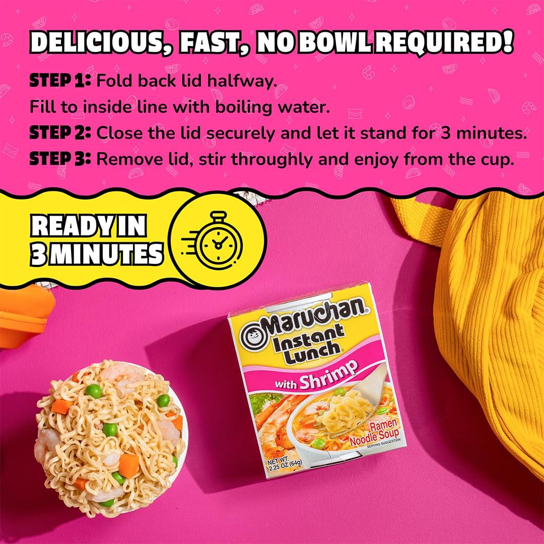 image:imageMaruchan Instant Lunch Ramen Noodles Hot amp Spicy Shrimp Flavor JapaneseStyle Instant Noodle Soup Easy Meal Ready in 3 Minutes 225 Oz 12 PackShrimp