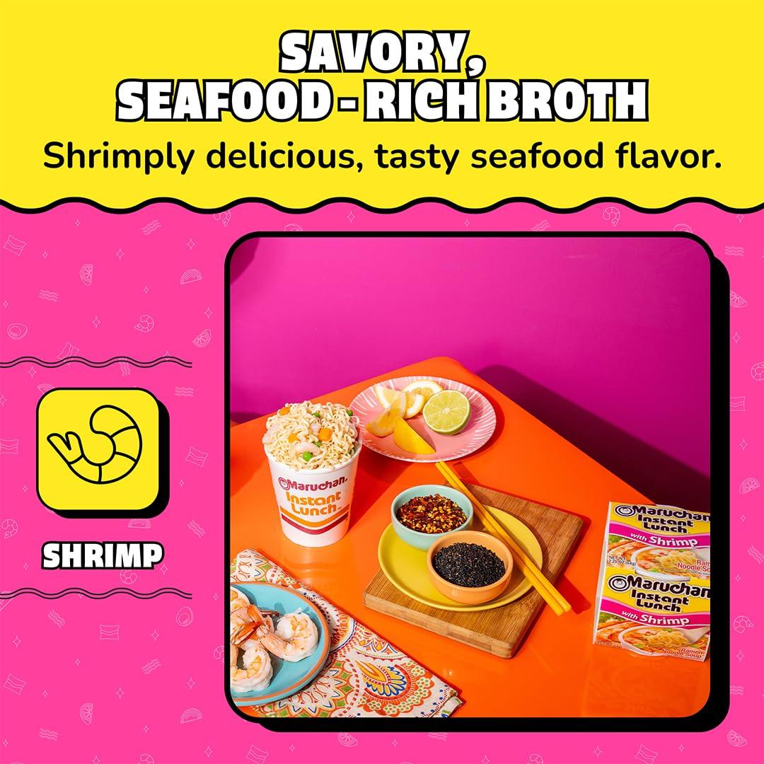 image:imageMaruchan Instant Lunch Ramen Noodles Hot amp Spicy Shrimp Flavor JapaneseStyle Instant Noodle Soup Easy Meal Ready in 3 Minutes 225 Oz 12 PackShrimp