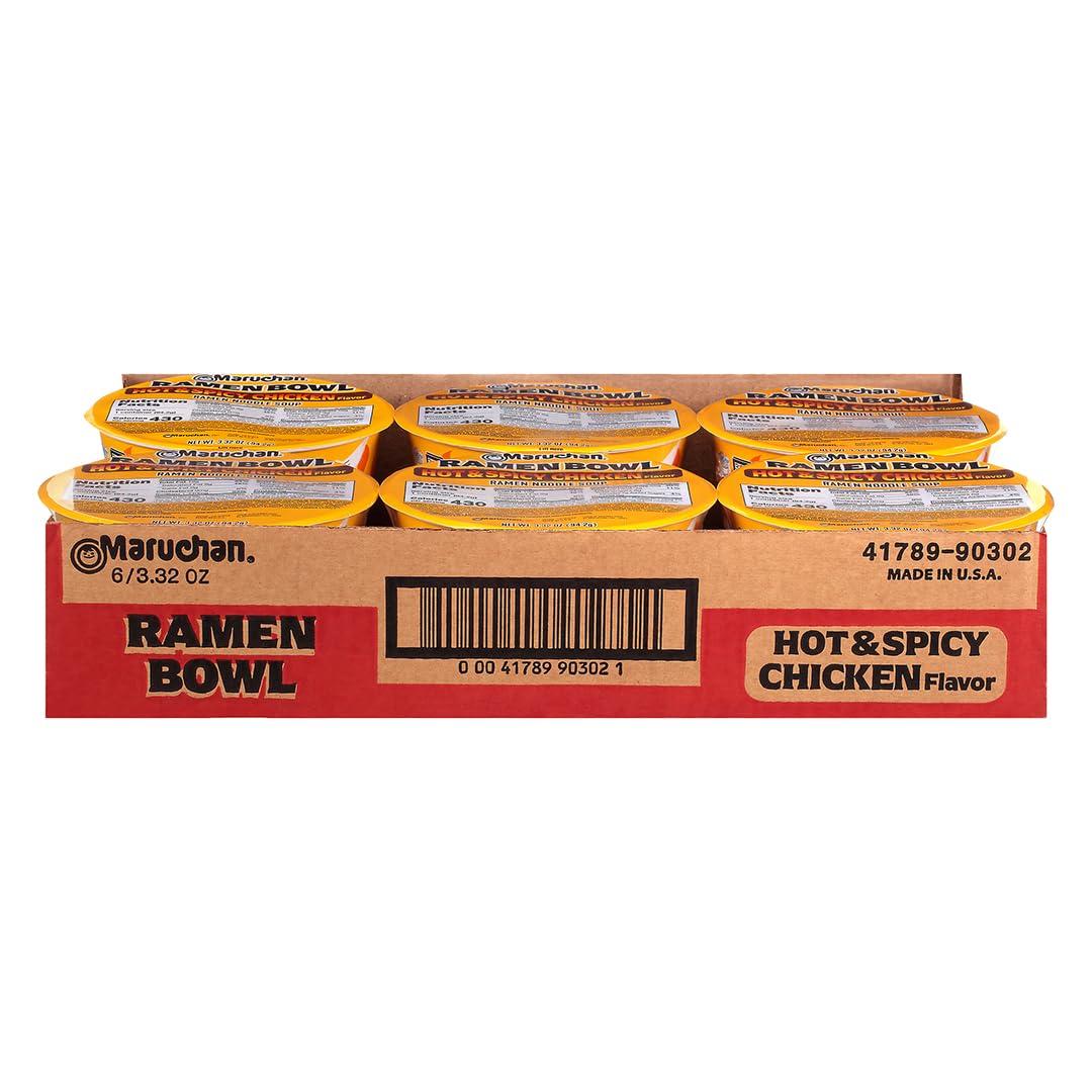 image:imageMaruchan Ramen Bowl Hot amp Spicy Shrimp Flavor JapaneseStyle Instant Noodle Soup Microwaveable Easy Meal for Busy Families 339 Oz 6 PackHot Spicy Chicken