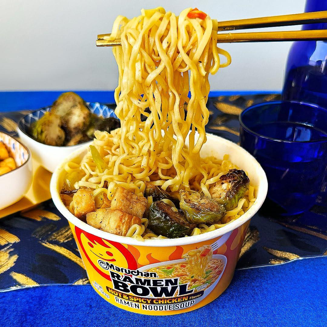 image:imageMaruchan Ramen Bowl Hot amp Spicy Shrimp Flavor JapaneseStyle Instant Noodle Soup Microwaveable Easy Meal for Busy Families 339 Oz 6 PackHot Spicy Chicken