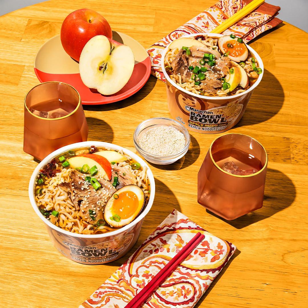 image:imageMaruchan Ramen Bowl Hot amp Spicy Shrimp Flavor JapaneseStyle Instant Noodle Soup Microwaveable Easy Meal for Busy Families 339 Oz 6 PackSpicy Miso