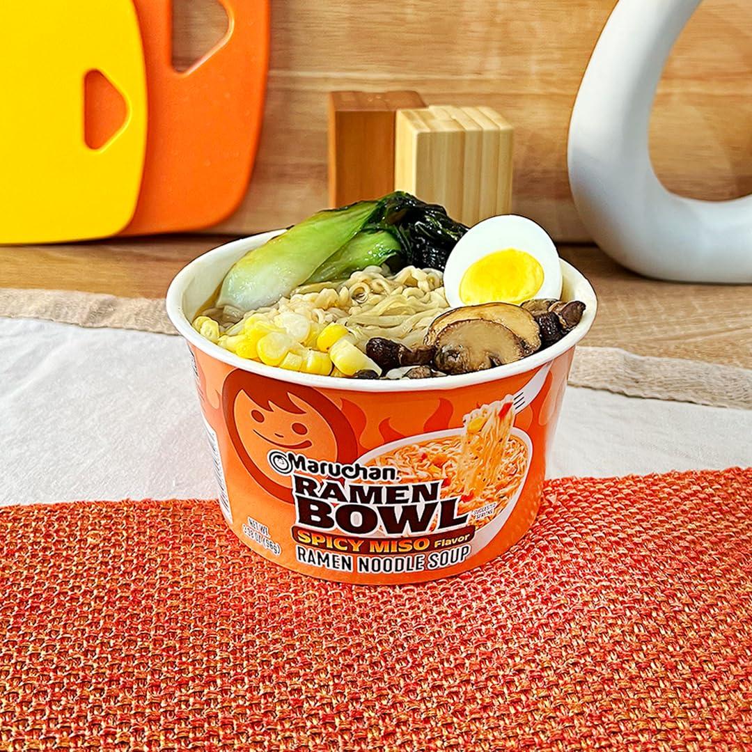 image:imageMaruchan Ramen Bowl Hot amp Spicy Shrimp Flavor JapaneseStyle Instant Noodle Soup Microwaveable Easy Meal for Busy Families 339 Oz 6 PackSpicy Miso