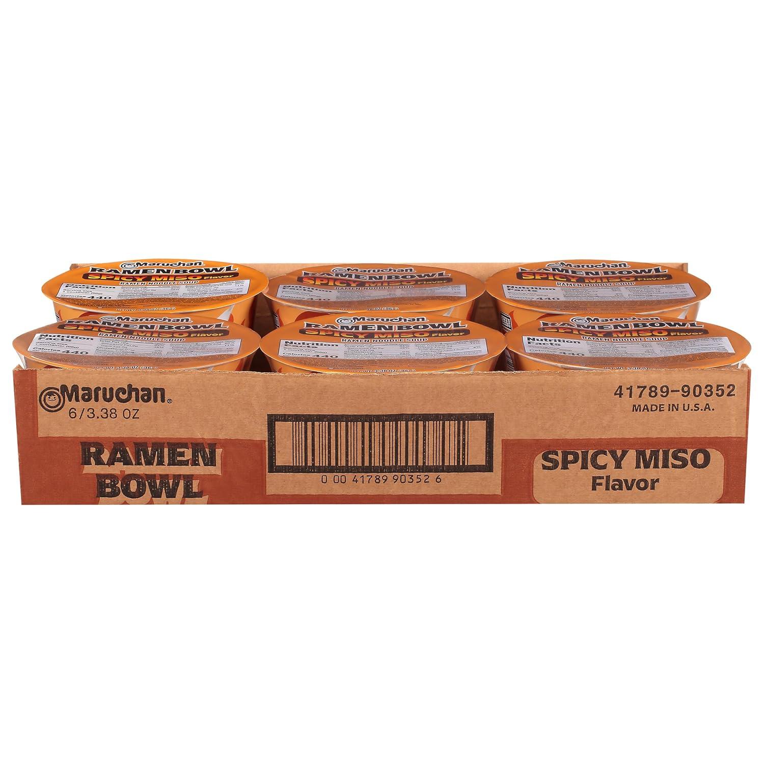 image:imageMaruchan Ramen Bowl Hot amp Spicy Shrimp Flavor JapaneseStyle Instant Noodle Soup Microwaveable Easy Meal for Busy Families 339 Oz 6 PackSpicy Miso