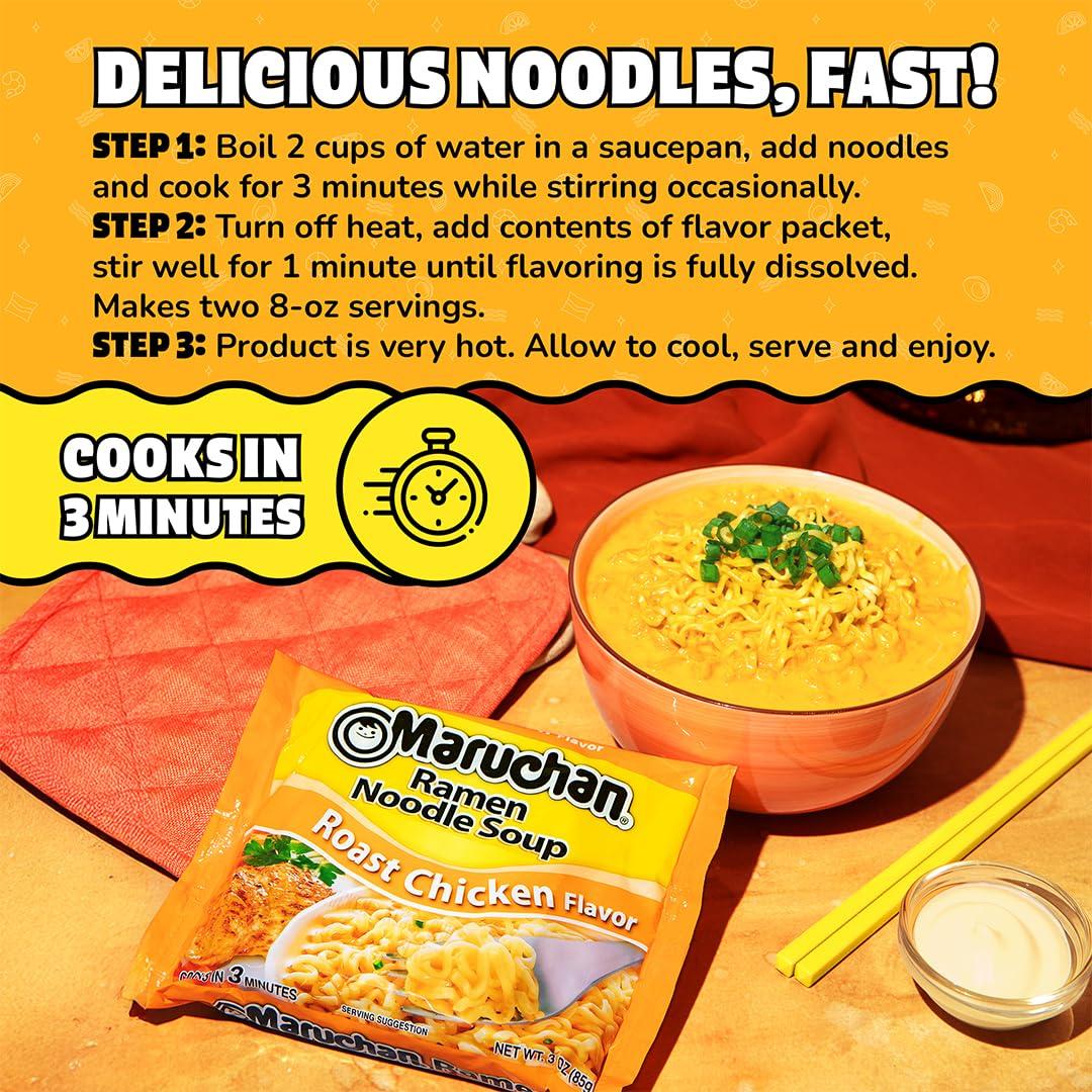image:imageMaruchan Ramen Noodle Soup FIRE Spicy Beef Flavor JapaneseStyle Instant Noodles Quick amp Easy Meal for Kids Students amp Busy Families 3 Oz 22 PackRoast Chicken