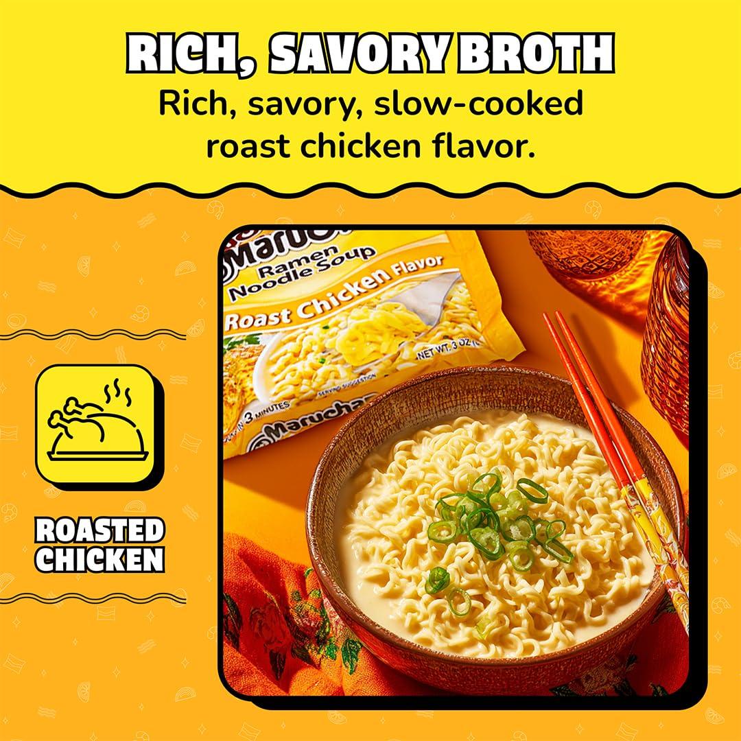 image:imageMaruchan Ramen Noodle Soup FIRE Spicy Beef Flavor JapaneseStyle Instant Noodles Quick amp Easy Meal for Kids Students amp Busy Families 3 Oz 22 PackRoast Chicken