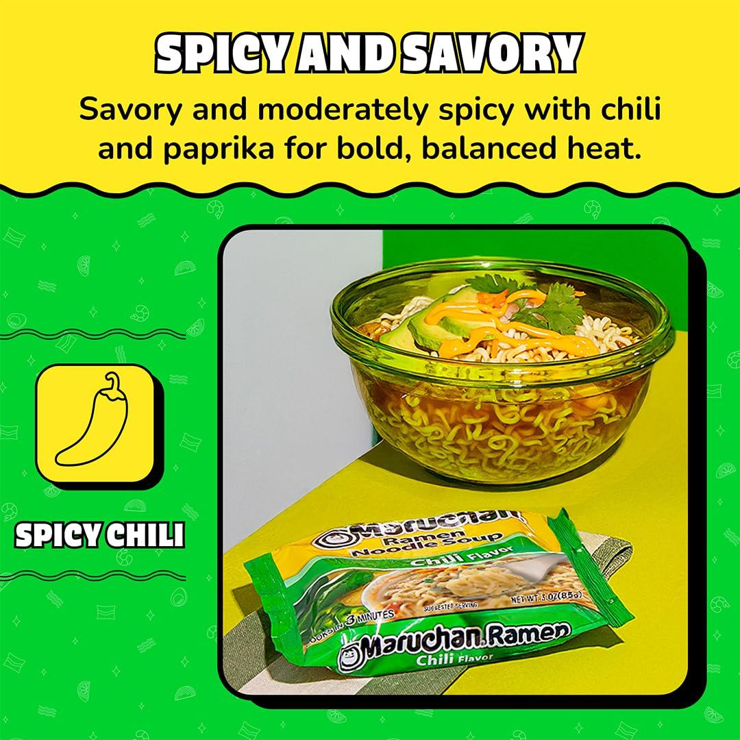 image:imageMaruchan Ramen Noodle Soup FIRE Spicy Beef Flavor JapaneseStyle Instant Noodles Quick amp Easy Meal for Kids Students amp Busy Families 3 Oz 22 PackChili