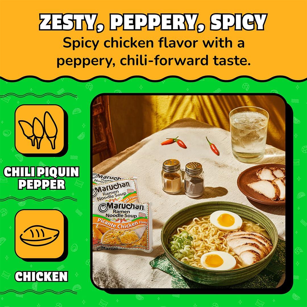 image:imageMaruchan Ramen Noodle Soup FIRE Spicy Beef Flavor JapaneseStyle Instant Noodles Quick amp Easy Meal for Kids Students amp Busy Families 3 Oz 22 PackPicante Chicken