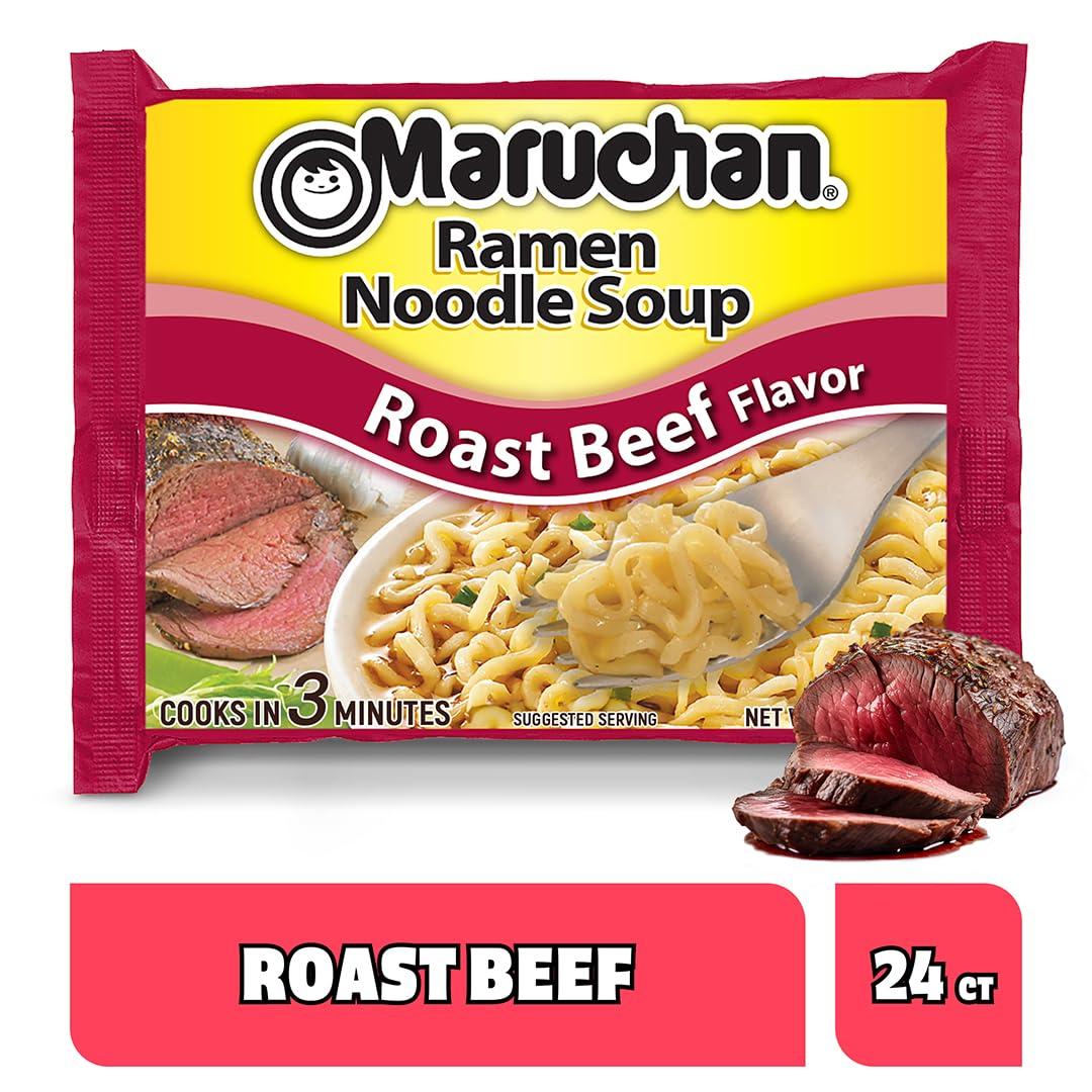 image:imageMaruchan Ramen Noodle Soup FIRE Spicy Beef Flavor JapaneseStyle Instant Noodles Quick amp Easy Meal for Kids Students amp Busy Families 3 Oz 22 PackRoast Beef