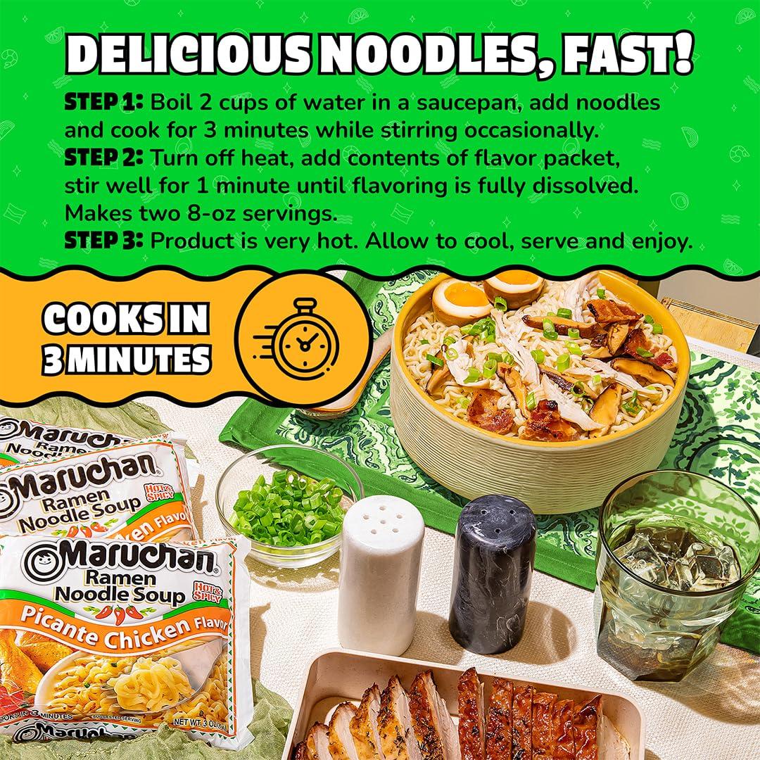 image:imageMaruchan Ramen Noodle Soup FIRE Spicy Beef Flavor JapaneseStyle Instant Noodles Quick amp Easy Meal for Kids Students amp Busy Families 3 Oz 22 PackPicante Chicken