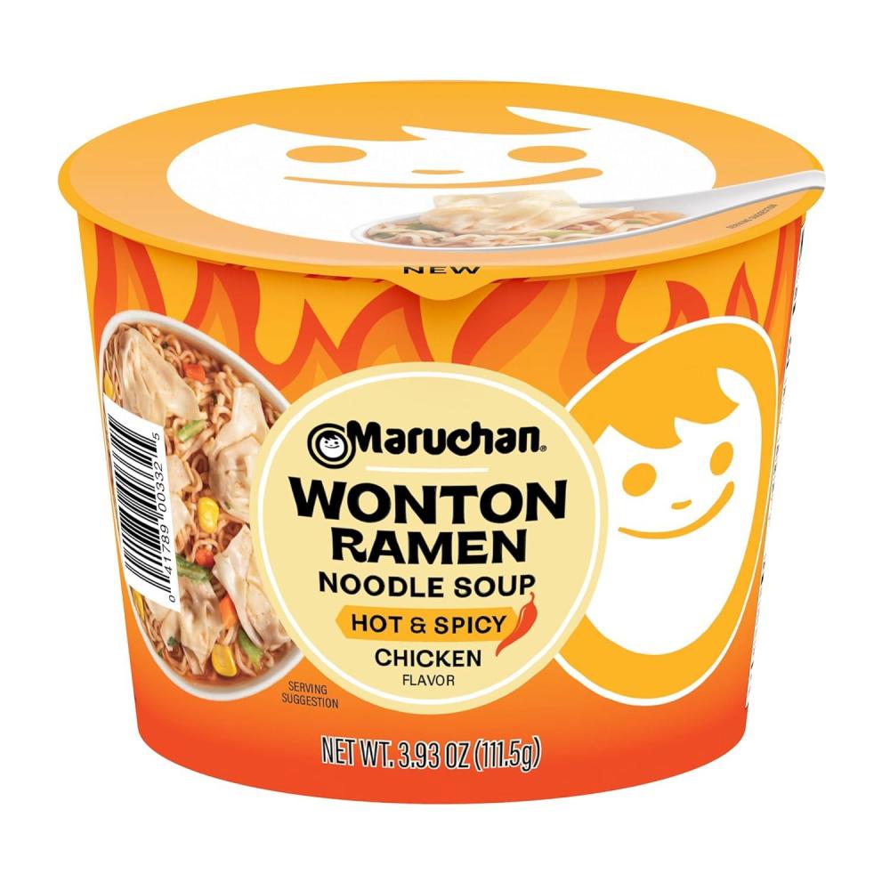image:imageMaruchan Ramen Bowl Hot amp Spicy Shrimp Flavor JapaneseStyle Instant Noodle Soup Microwaveable Easy Meal for Busy Families 339 Oz 6 PackHot Spicy Chicken Wonton