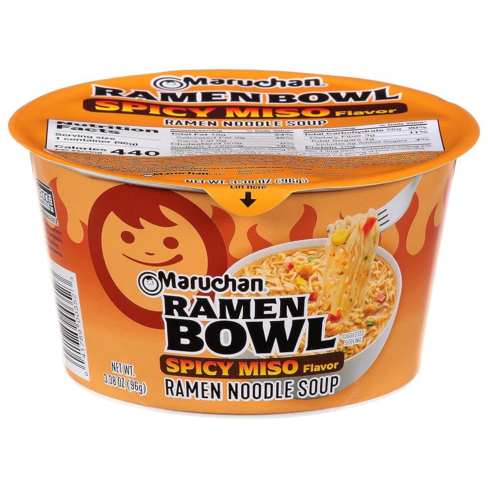 image:imageMaruchan Ramen Bowl Hot amp Spicy Shrimp Flavor JapaneseStyle Instant Noodle Soup Microwaveable Easy Meal for Busy Families 339 Oz 6 PackSpicy Miso