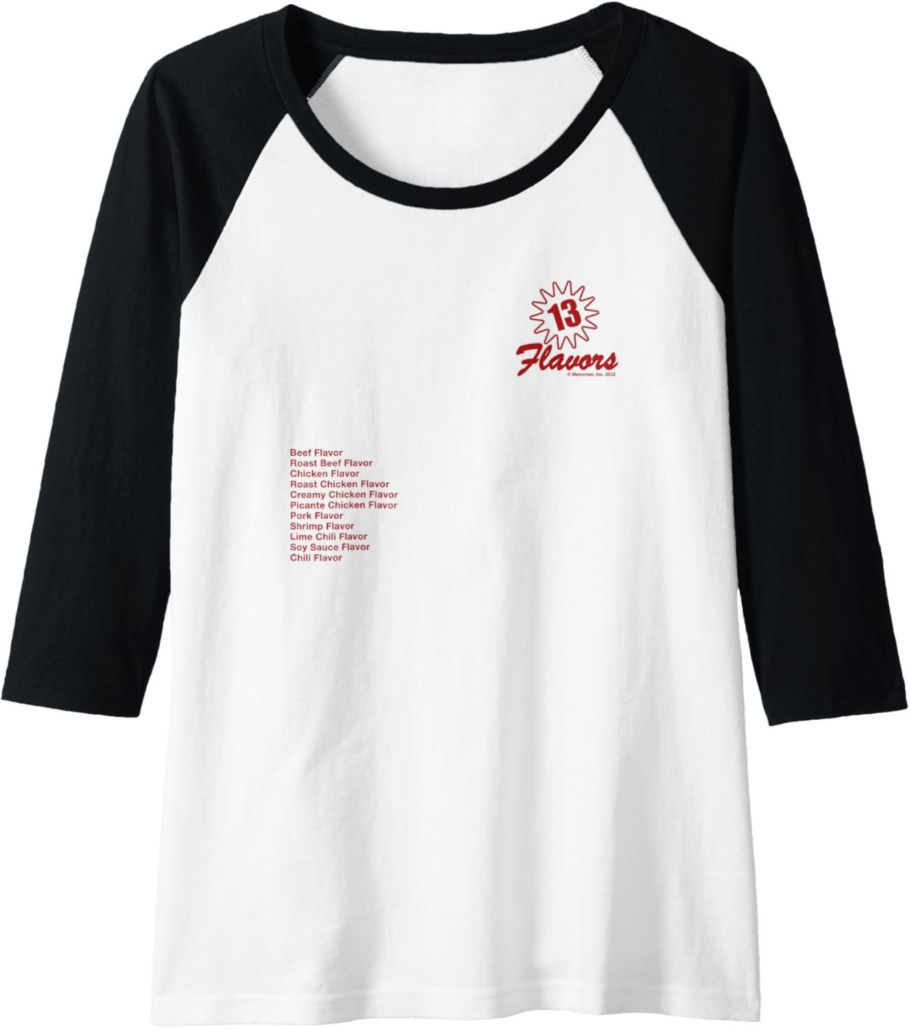 image:imageMaruchan 13 Flavors Ramen Noodle List Raglan Baseball TeeBlackWhite