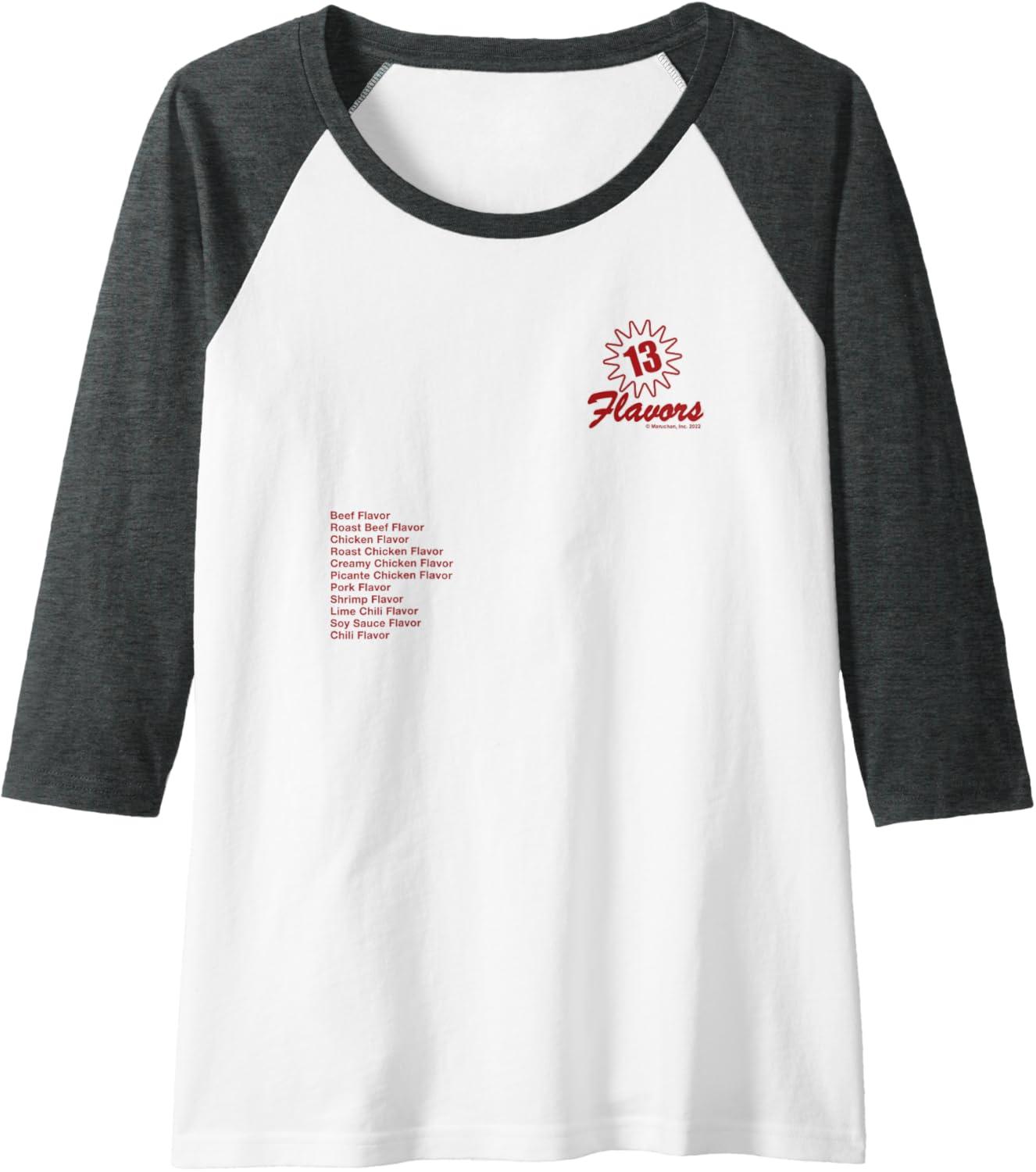 image:imageMaruchan 13 Flavors Ramen Noodle List Raglan Baseball TeeDark Heather GreyWhite