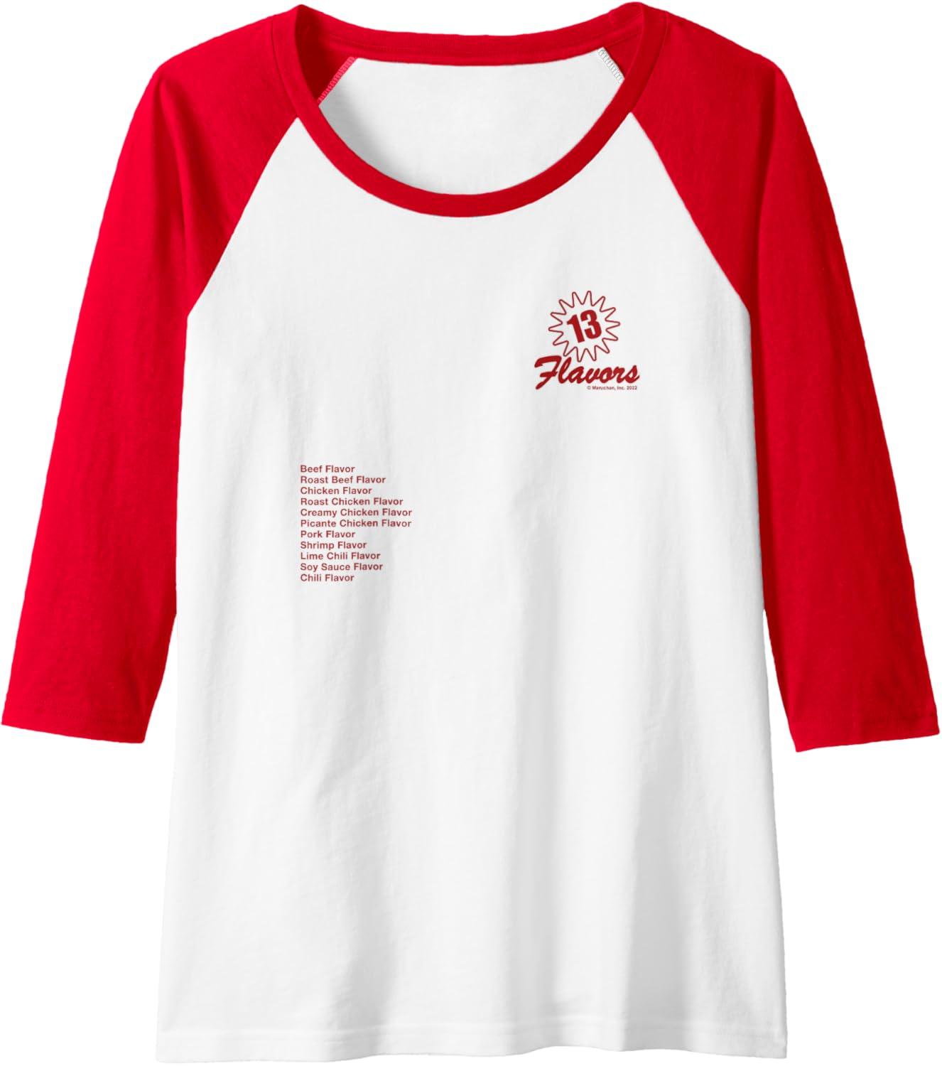 image:imageMaruchan 13 Flavors Ramen Noodle List Raglan Baseball TeeRedWhite