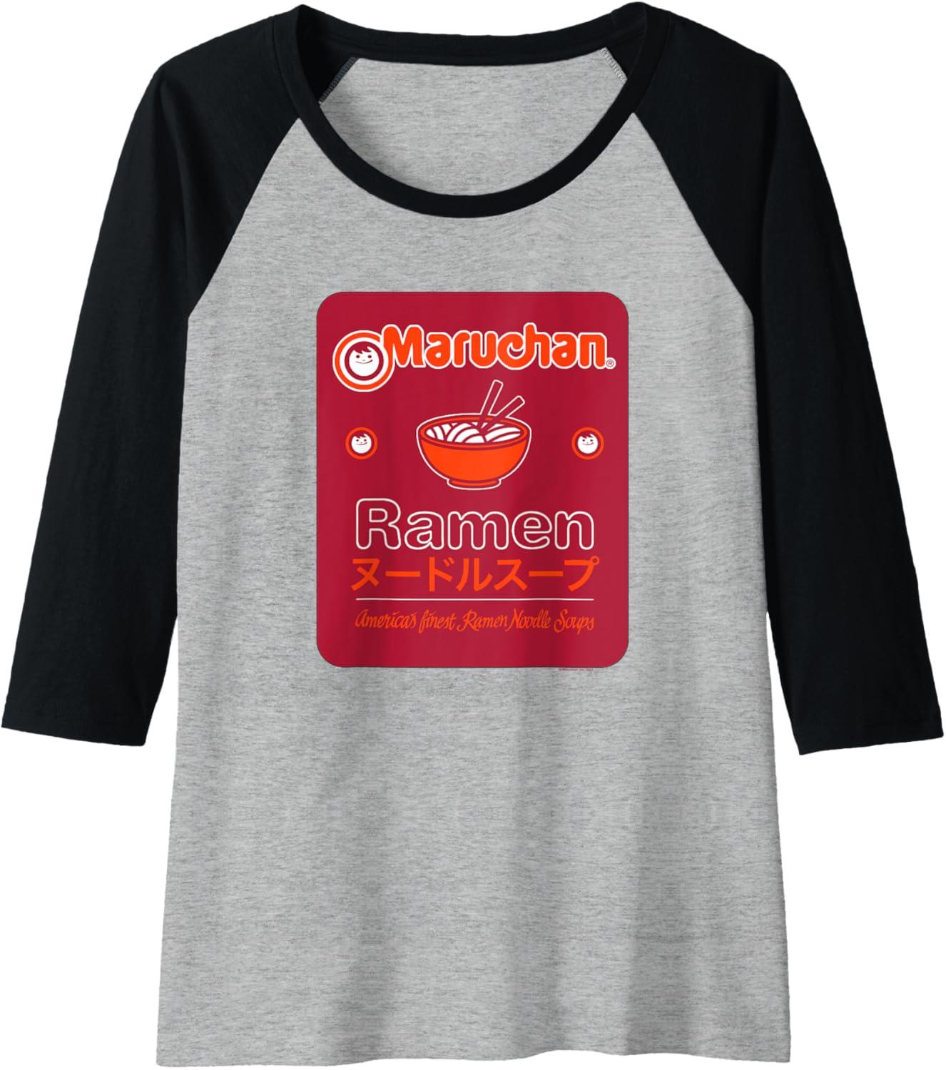 image:imageMaruchan Americans Finest Ramen Noodle Soup Card Logo Raglan Baseball TeeBlackAthletic Heather