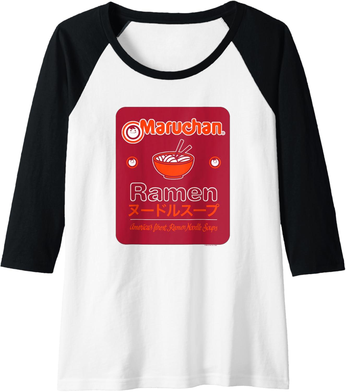 image:imageMaruchan Americans Finest Ramen Noodle Soup Card Logo Raglan Baseball TeeBlackWhite