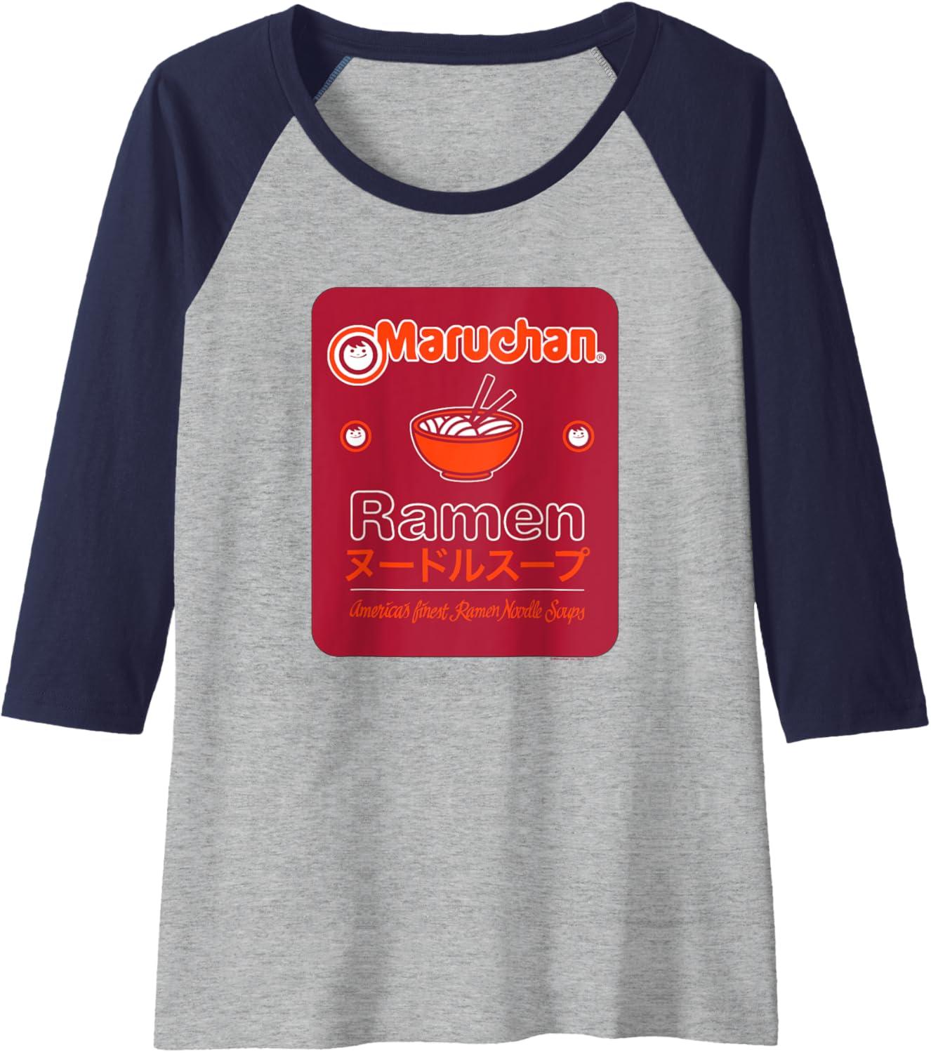 image:imageMaruchan Americans Finest Ramen Noodle Soup Card Logo Raglan Baseball TeeNavy BlueAthletic Heather