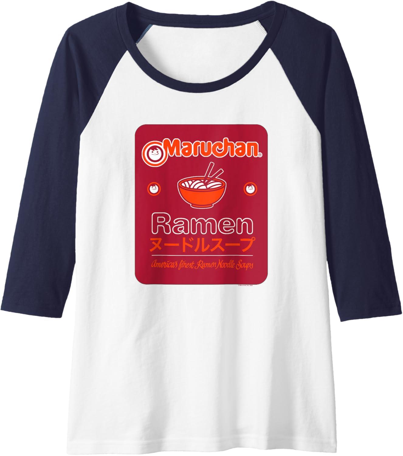 image:imageMaruchan Americans Finest Ramen Noodle Soup Card Logo Raglan Baseball TeeNavy BlueWhite