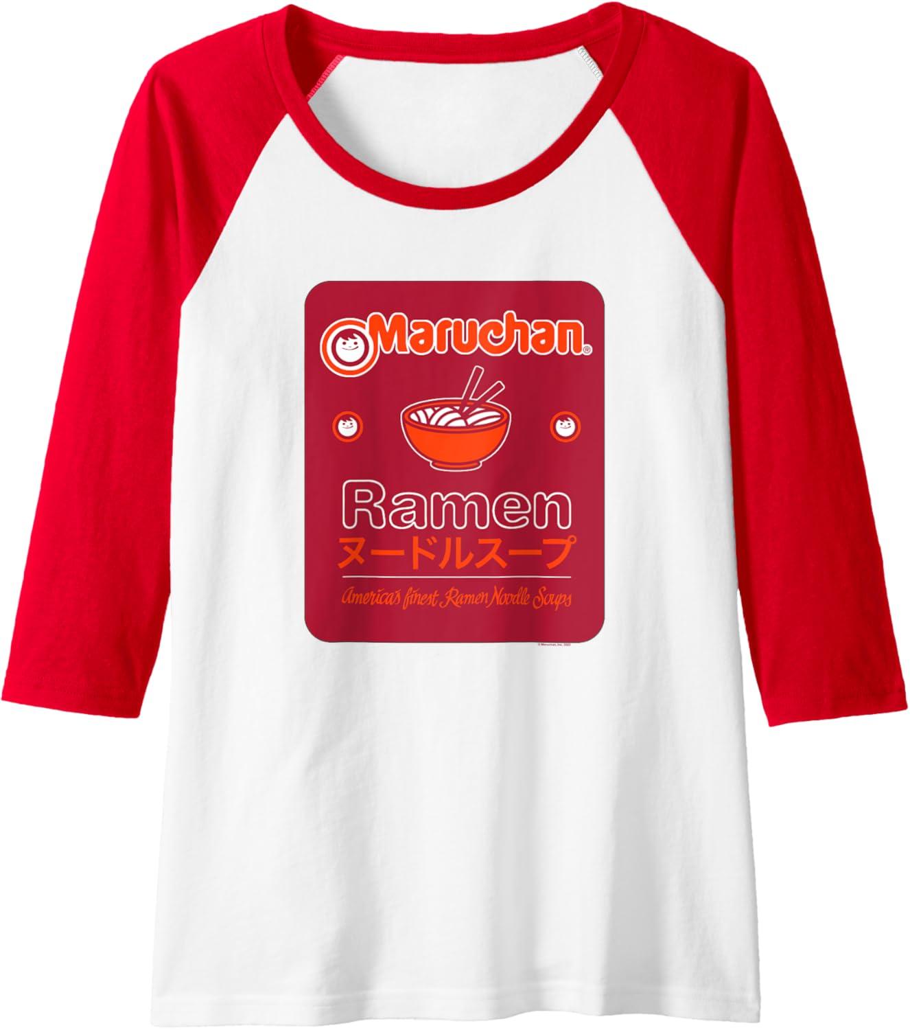 image:imageMaruchan Americans Finest Ramen Noodle Soup Card Logo Raglan Baseball TeeRedWhite