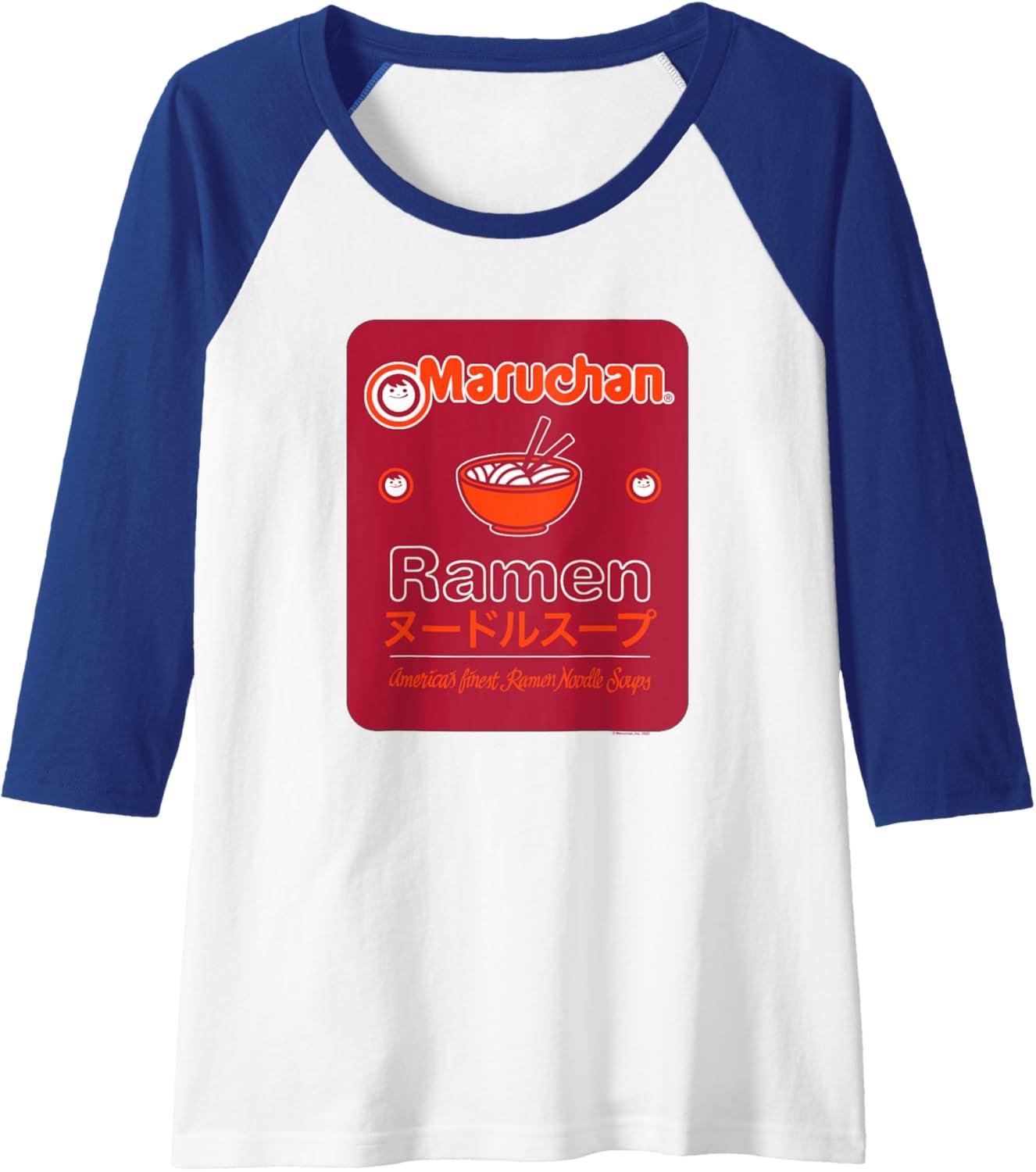image:imageMaruchan Americans Finest Ramen Noodle Soup Card Logo Raglan Baseball TeeRoyal BlueWhite