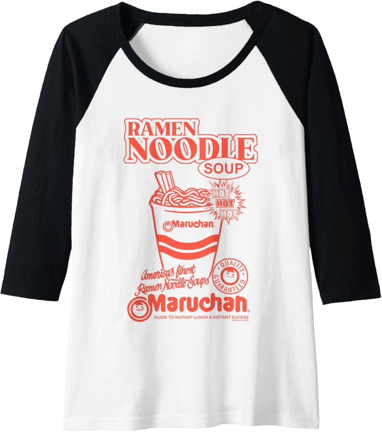 image:imageMaruchan Americas Finest Ramen Noodle Soups Promotional Raglan Baseball TeeBlackWhite