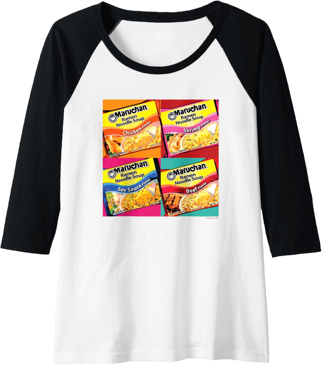 image:imageMaruchan Artsy Flavor Grid Poster Raglan Baseball TeeBlackWhite