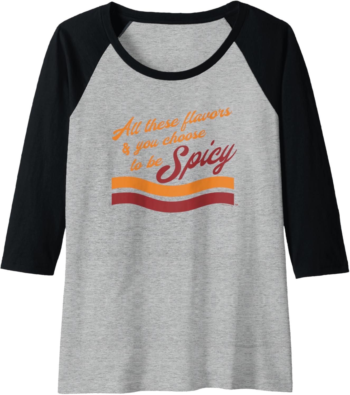 image:imageMaruchan Choose To Be Spicy Humor Raglan Baseball TeeBlackAthletic Heather