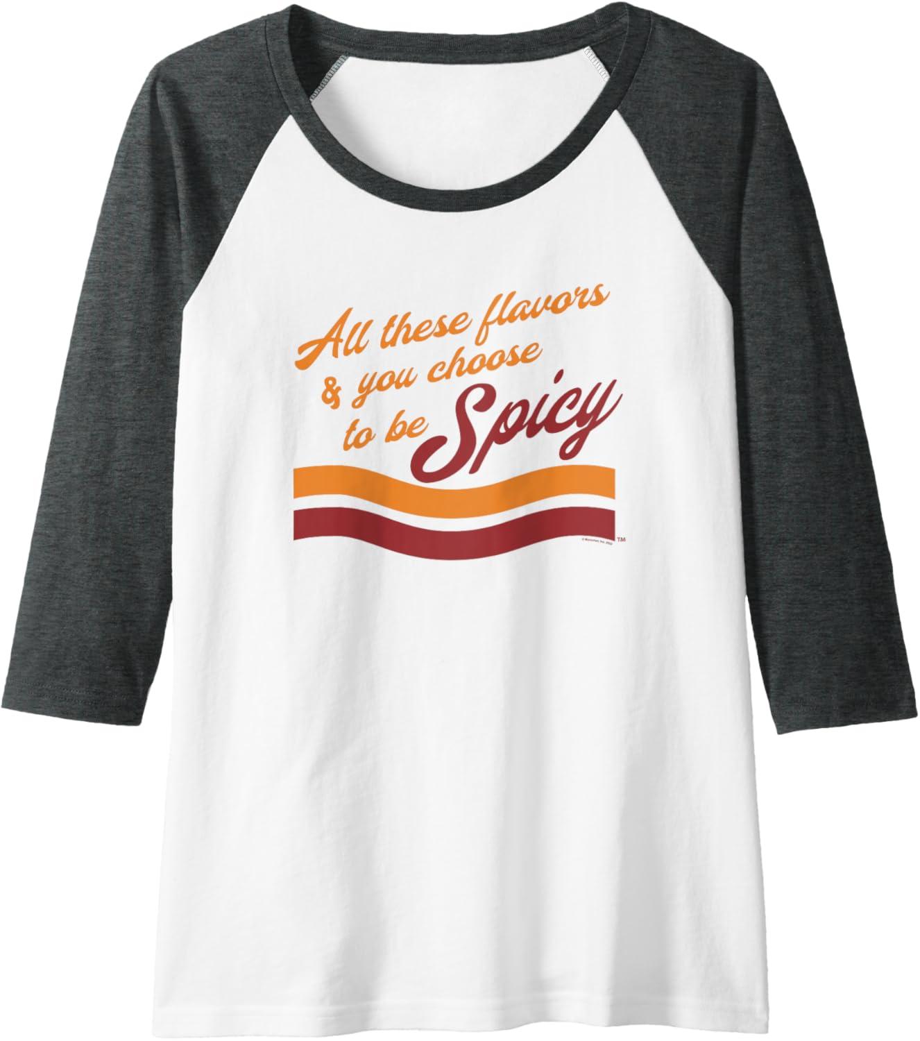 image:imageMaruchan Choose To Be Spicy Humor Raglan Baseball TeeDark Heather GreyWhite