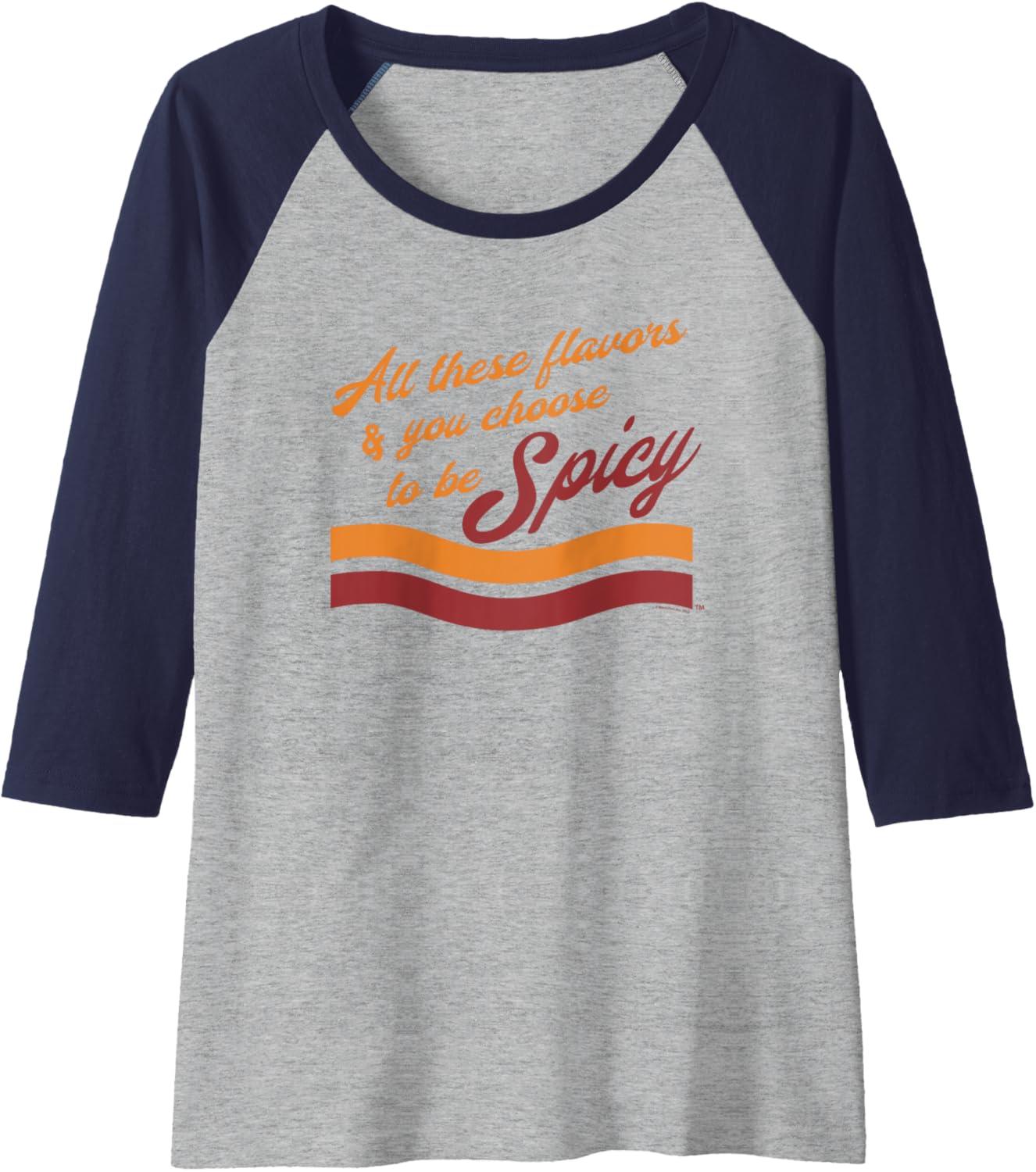 image:imageMaruchan Choose To Be Spicy Humor Raglan Baseball TeeNavy BlueAthletic Heather