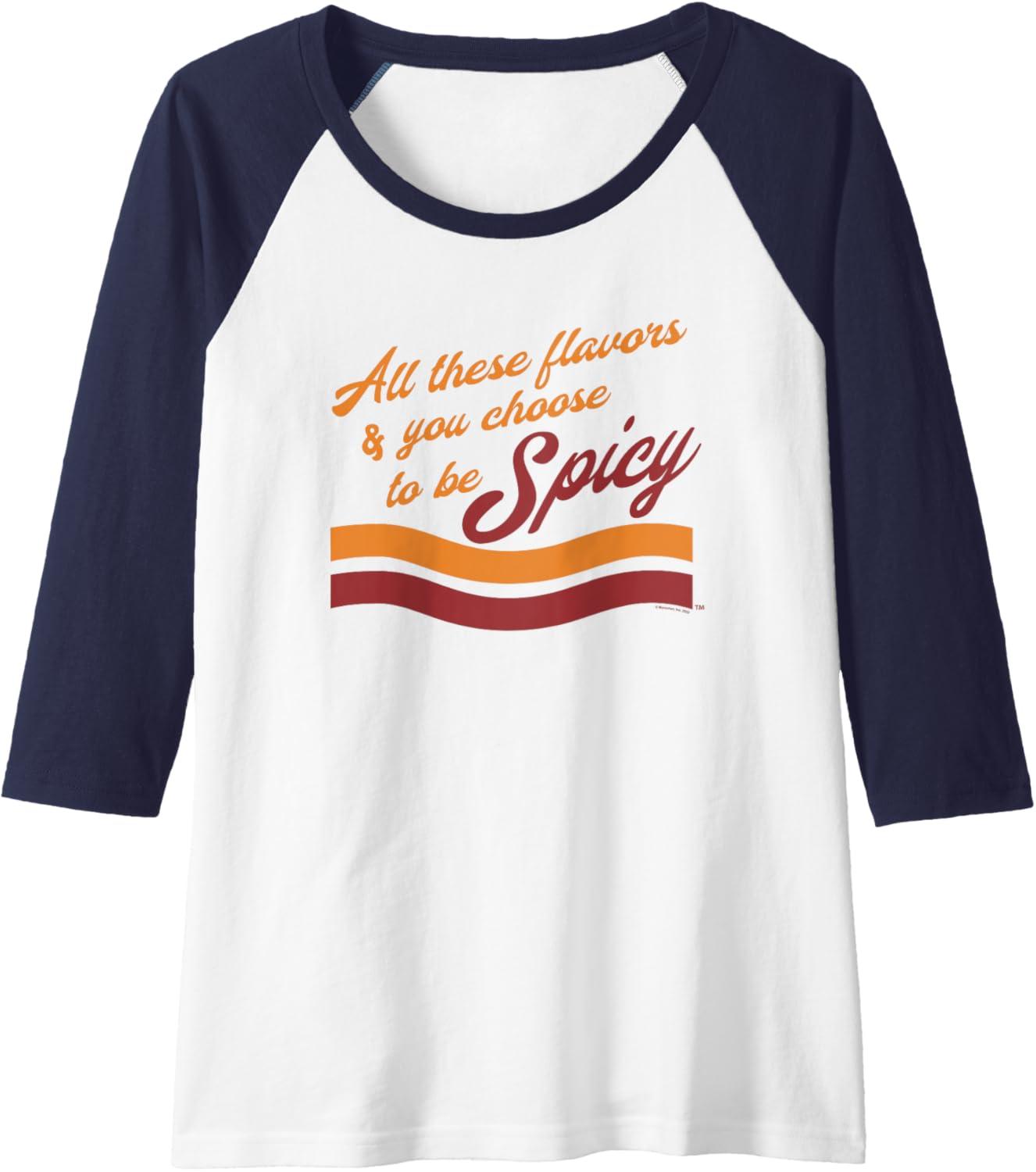 image:imageMaruchan Choose To Be Spicy Humor Raglan Baseball TeeNavy BlueWhite