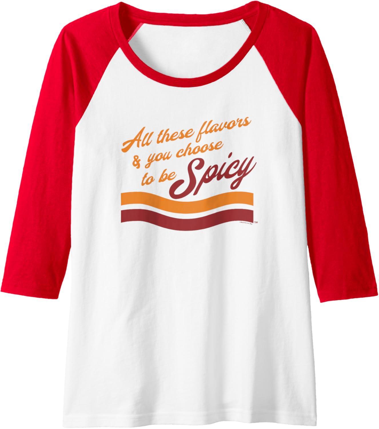 image:imageMaruchan Choose To Be Spicy Humor Raglan Baseball TeeRedWhite