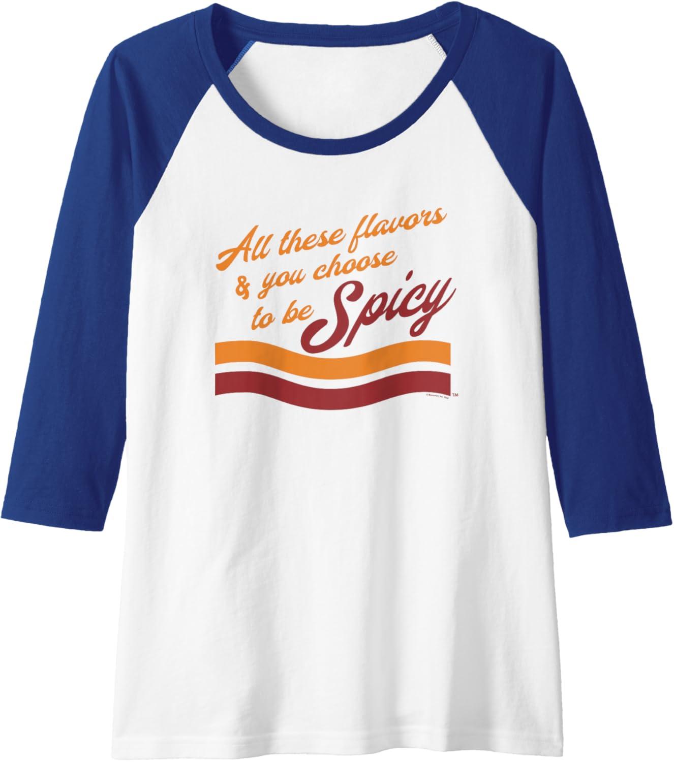 image:imageMaruchan Choose To Be Spicy Humor Raglan Baseball TeeRoyal BlueWhite