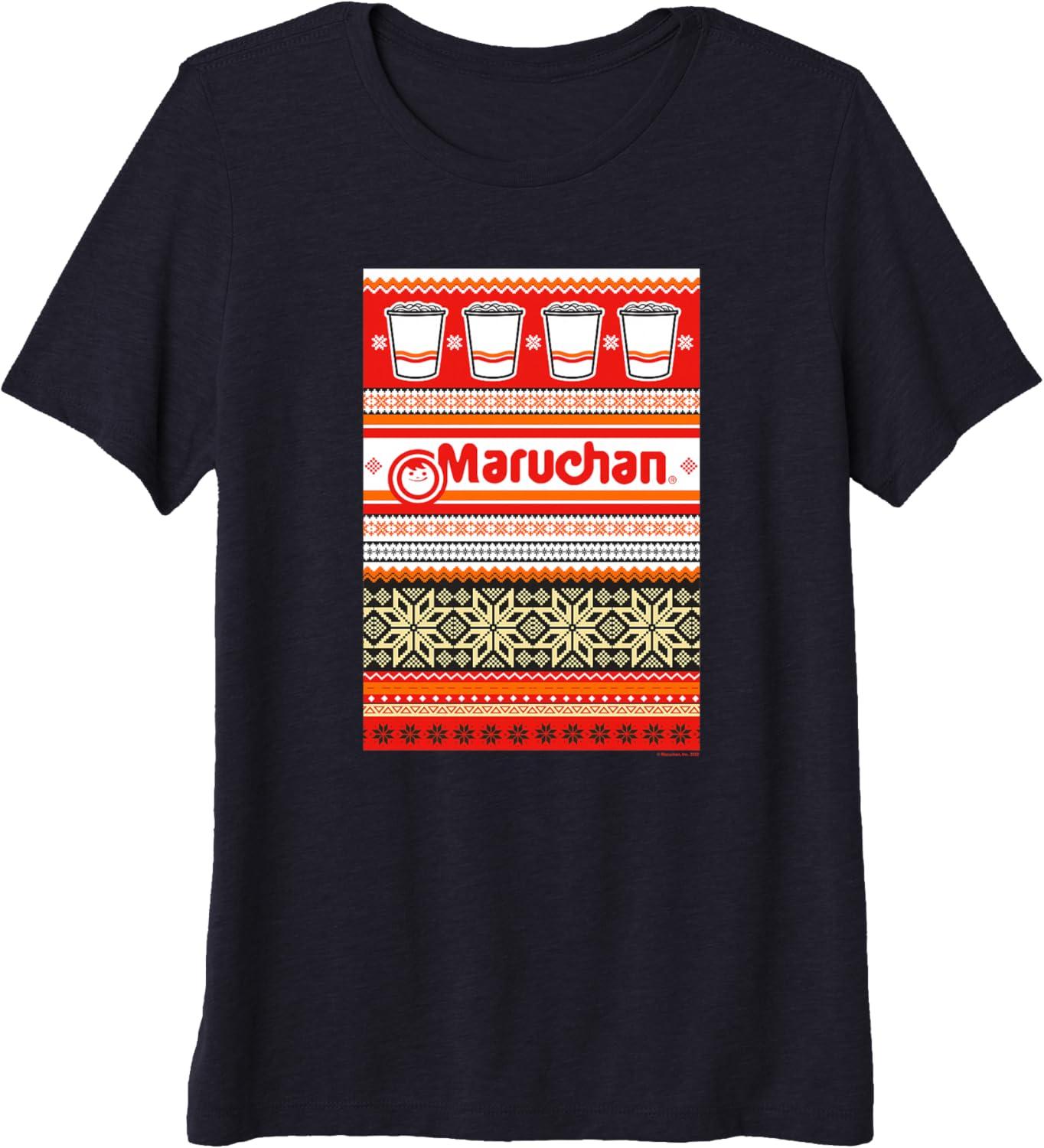 image:imageMaruchan Christmas Instant Lunch Ugly Sweater Style Premium TriBlend TShirtNavy Blue