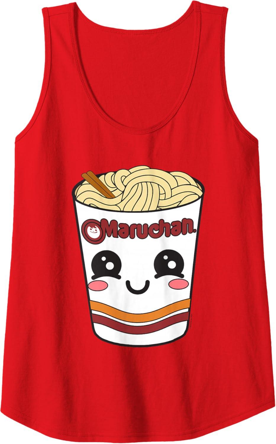 image:imageMaruchan Cute Ramen Noodle Cup Face Tank TopRed