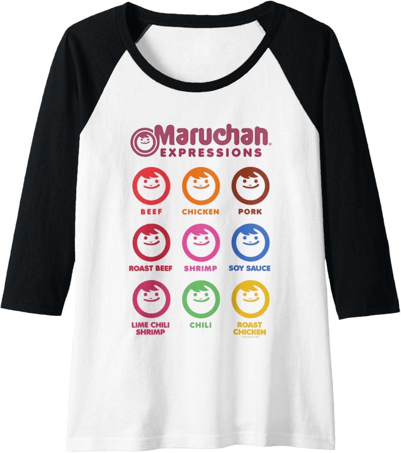 image:imageMaruchan Expressions Multiple Flavors amp Colors Collage Raglan Baseball TeeBlackWhite