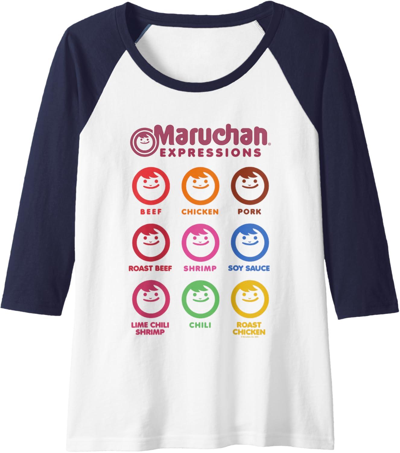 image:imageMaruchan Expressions Multiple Flavors amp Colors Collage Raglan Baseball TeeNavy BlueWhite