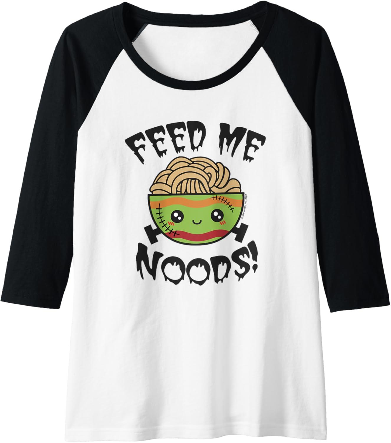 image:imageMaruchan Feed Me Noods Halloween Frankenstein Bowl Raglan Baseball TeeBlackWhite
