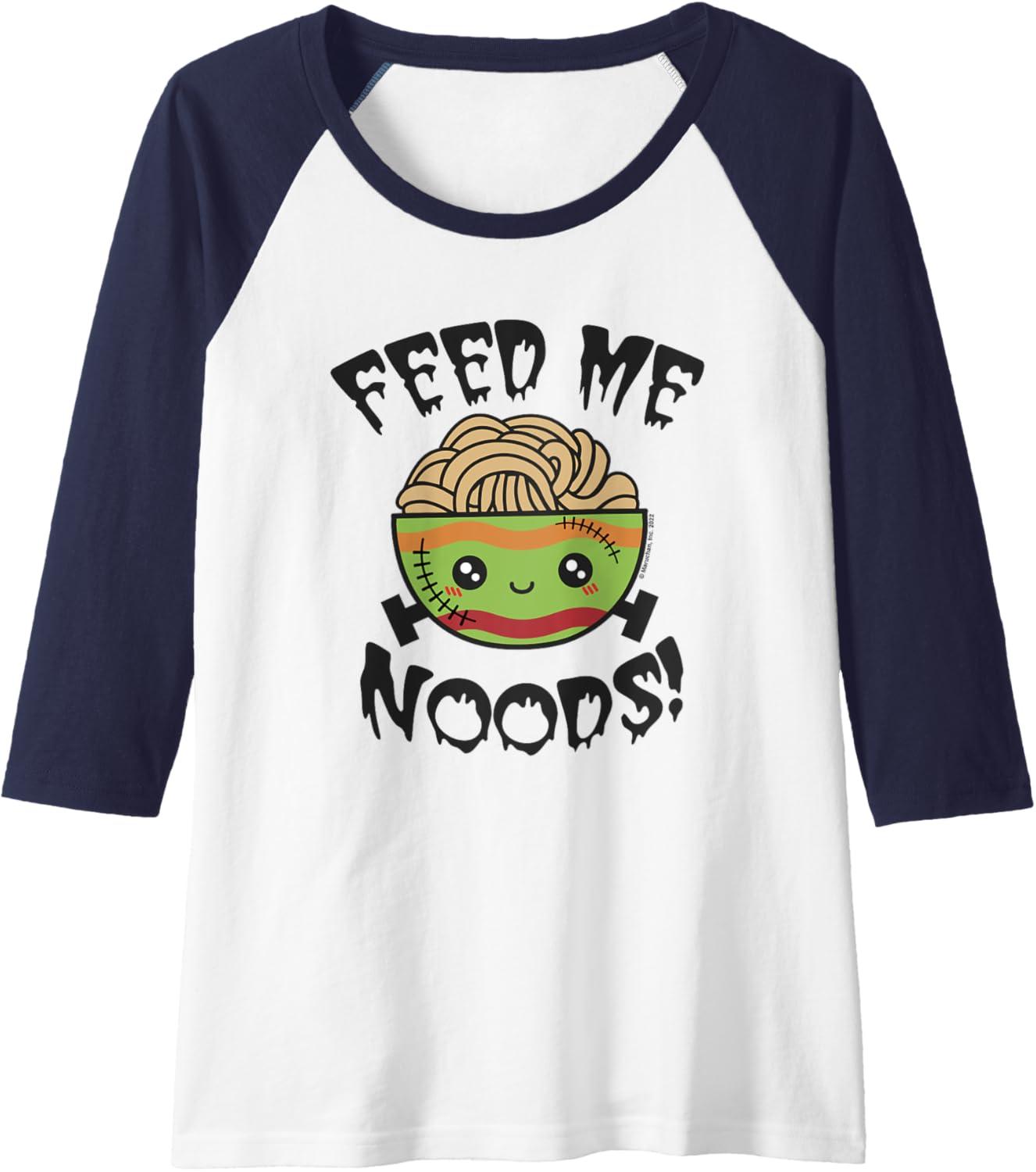 image:imageMaruchan Feed Me Noods Halloween Frankenstein Bowl Raglan Baseball TeeNavy BlueWhite