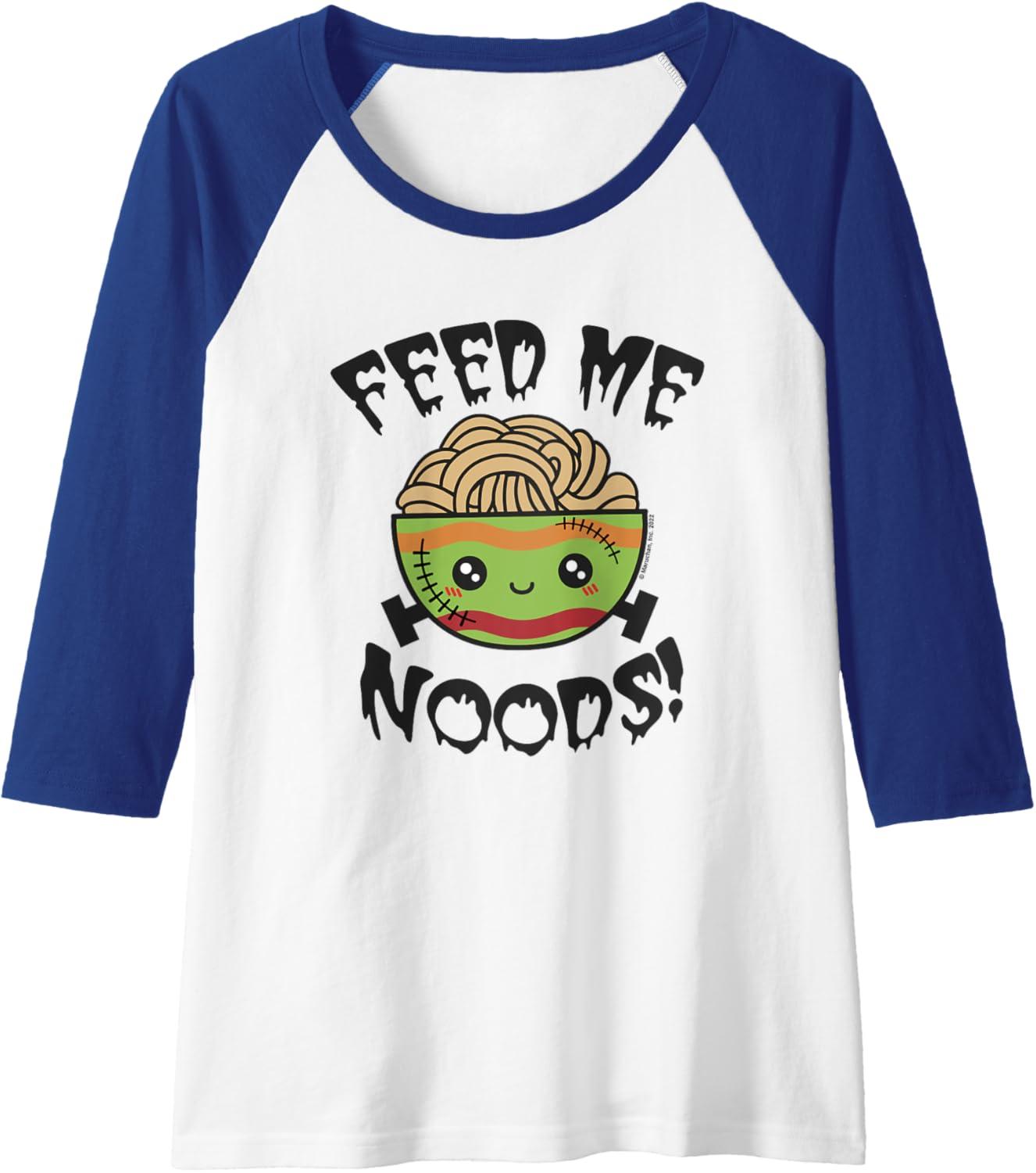 image:imageMaruchan Feed Me Noods Halloween Frankenstein Bowl Raglan Baseball TeeRoyal BlueWhite