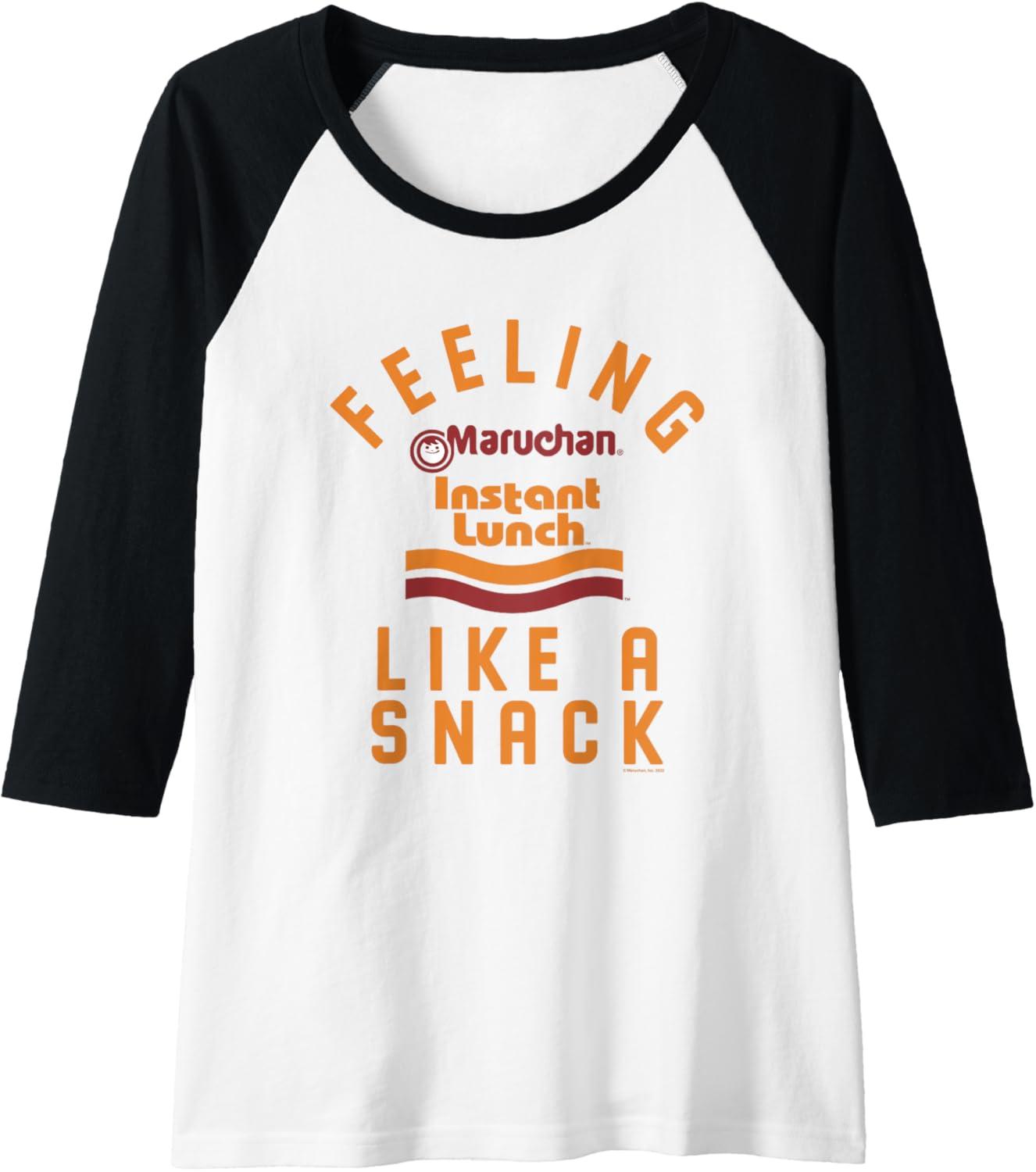 image:imageMaruchan Feeling Like A Ramen Snack Instant Lunch Logo Raglan Baseball TeeBlackWhite
